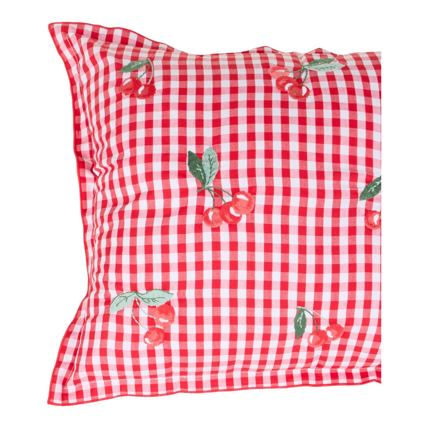 Cherries Gingham Cushion Red Image 4