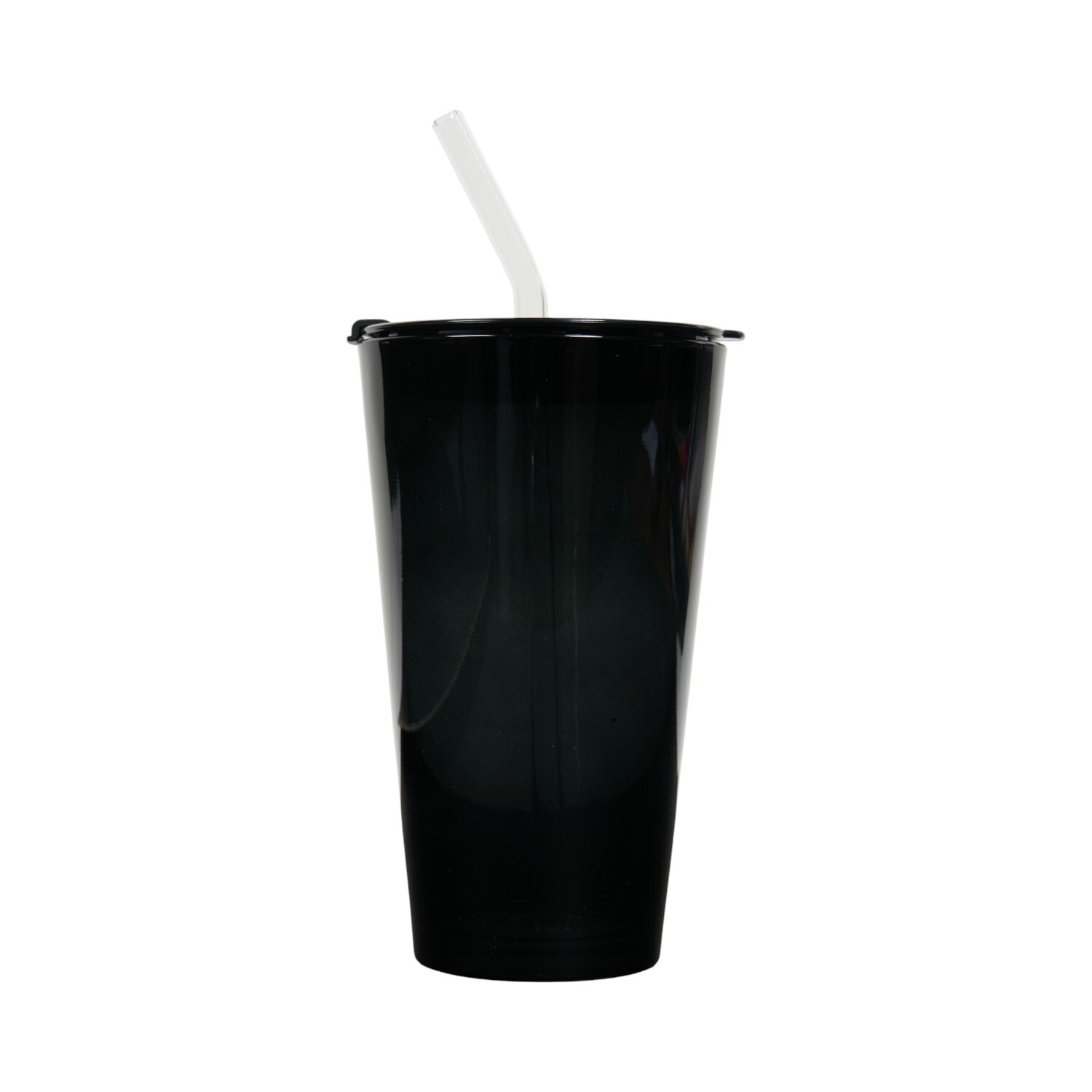 Glass Tumbler with Lid and Straw Black Image 2