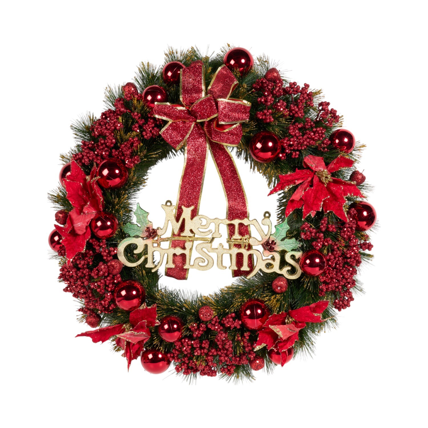 Traditional Merry Christmas Wreath Red Image 1