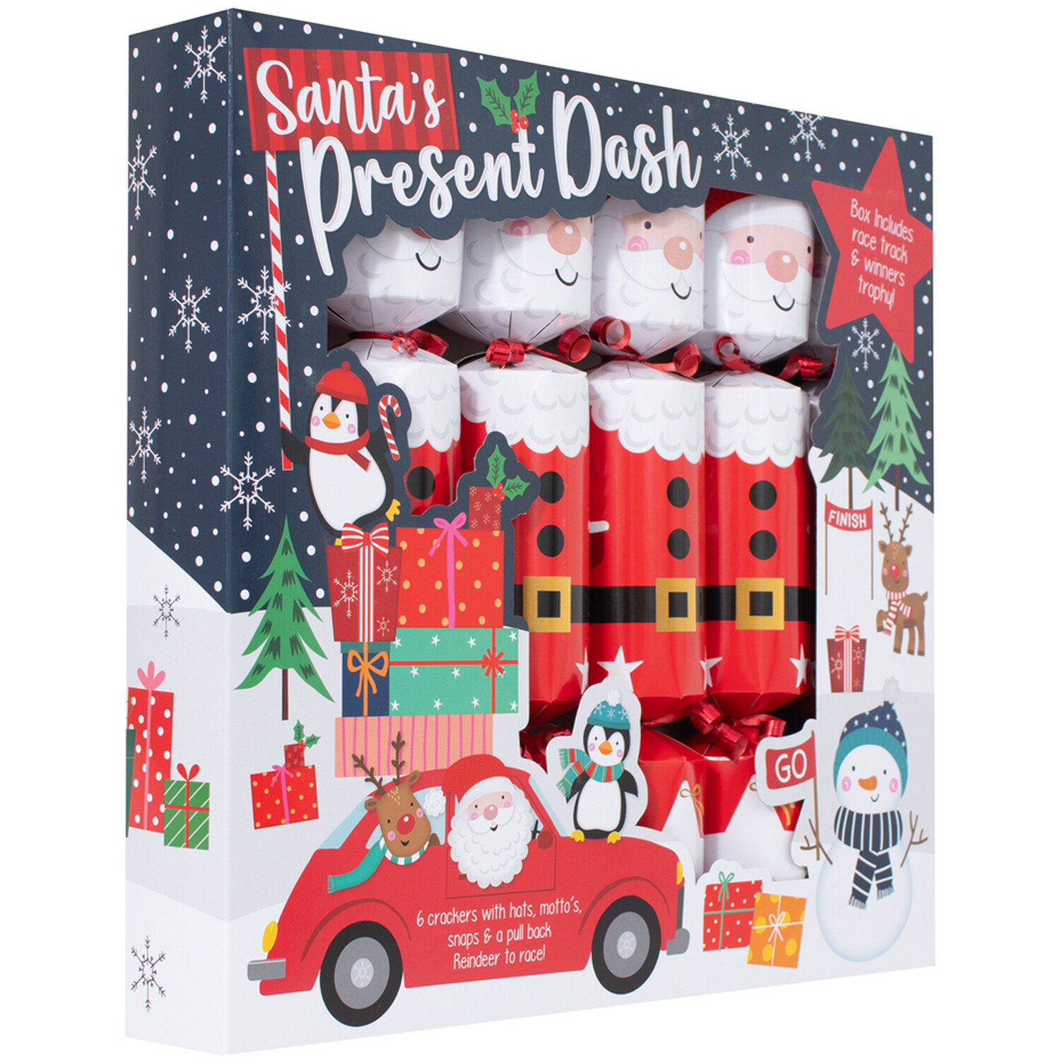Pack of 6 Santas Present Dash Crackers Red Image 3