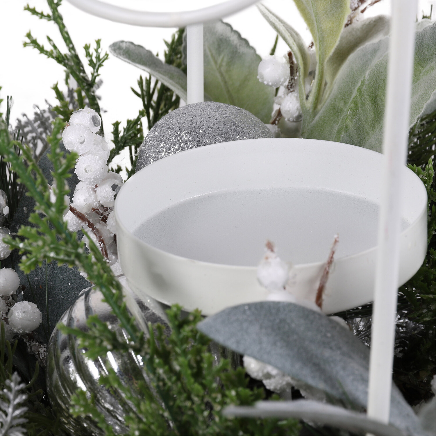 White Bauble Floristry Candle Holder Image 3