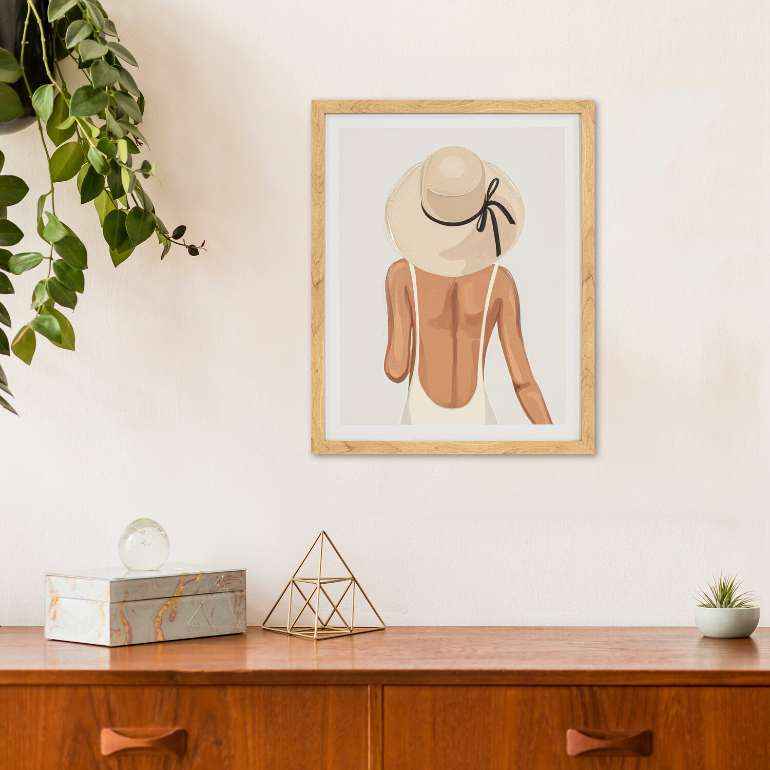 Elegant Sun Hat Portrait Gel Framed Art Image 7