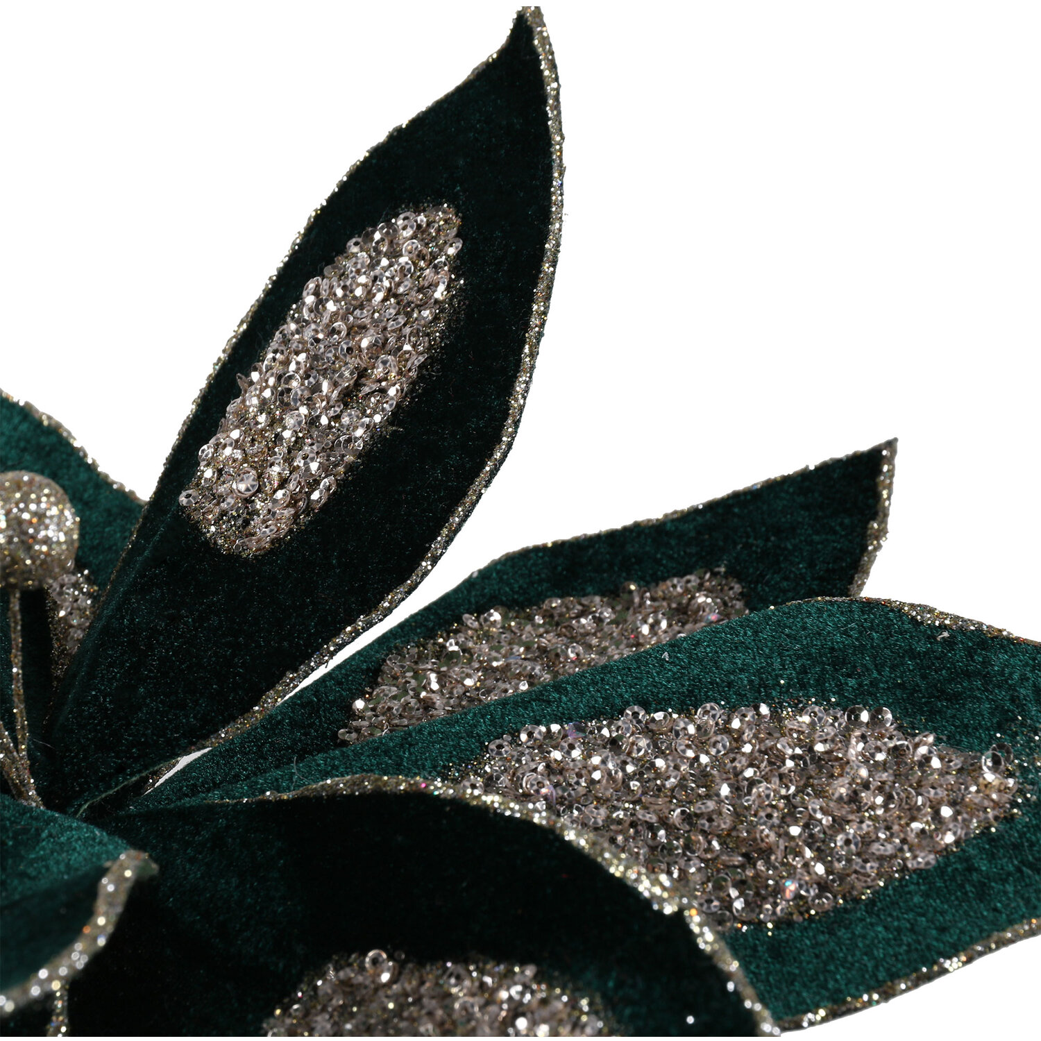 Emerald Glitter Flower Clip - Green Image 4