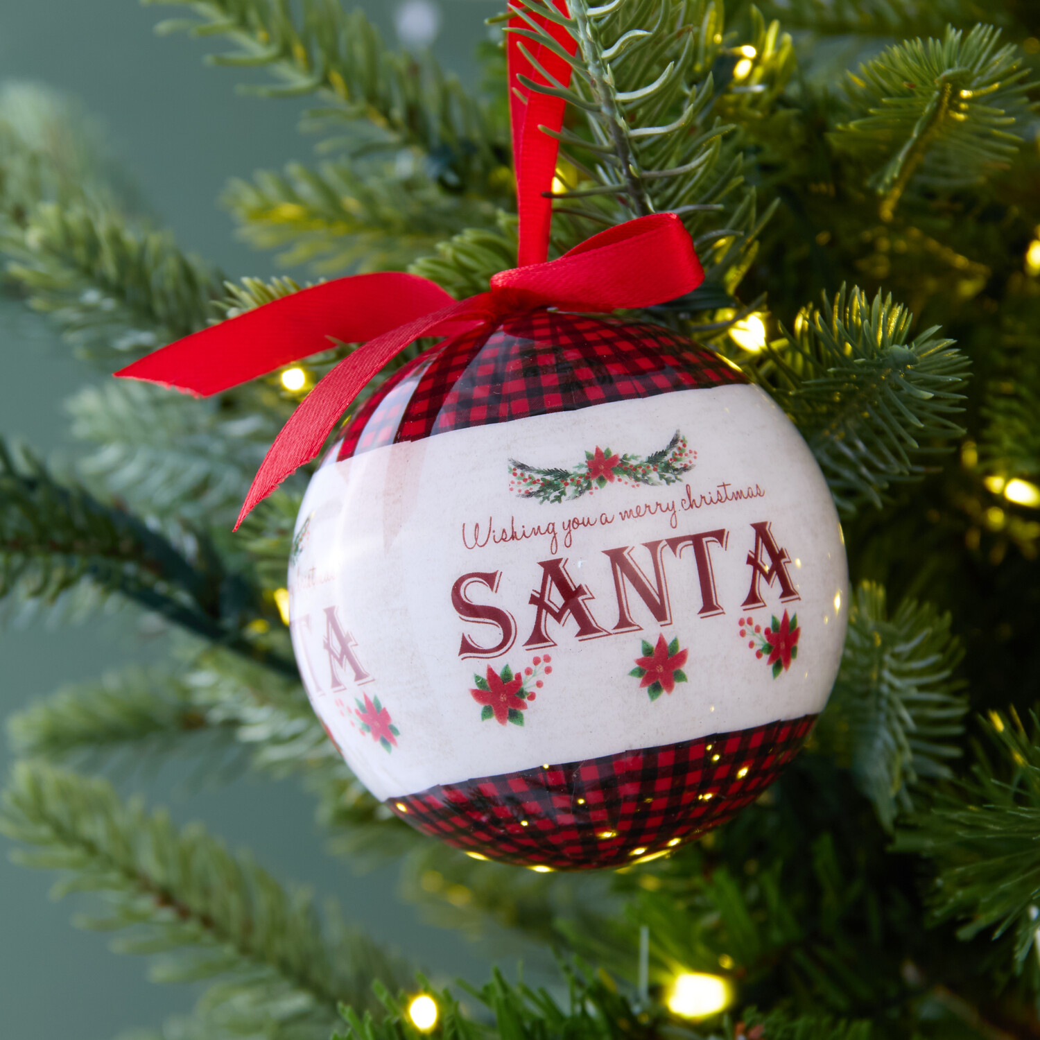 Set of 6 Santas Chalet Baubles Red and Green Image 2