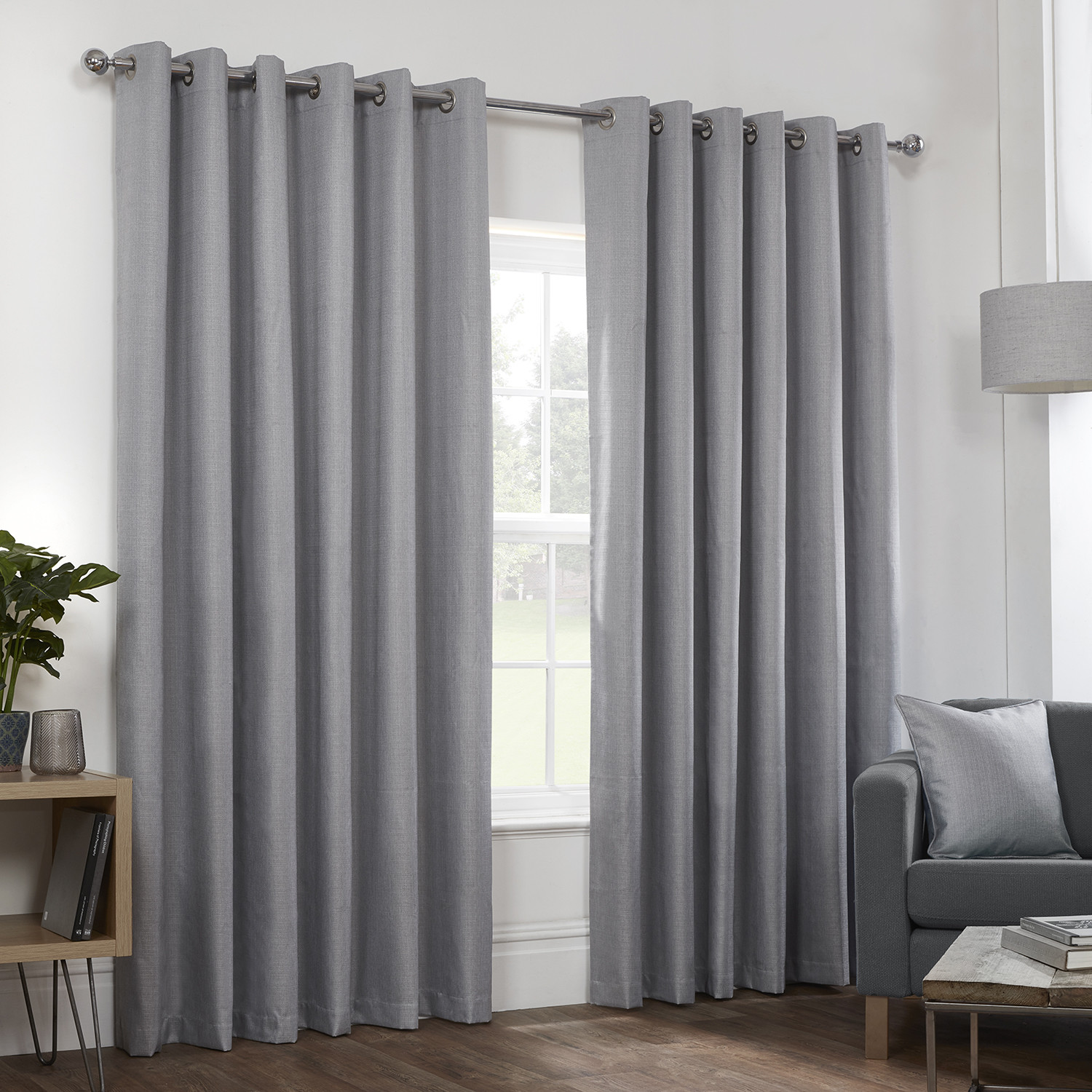 Divante Hoxton Silver Blackout Eyelet Curtains 137 x 168cm Image 2