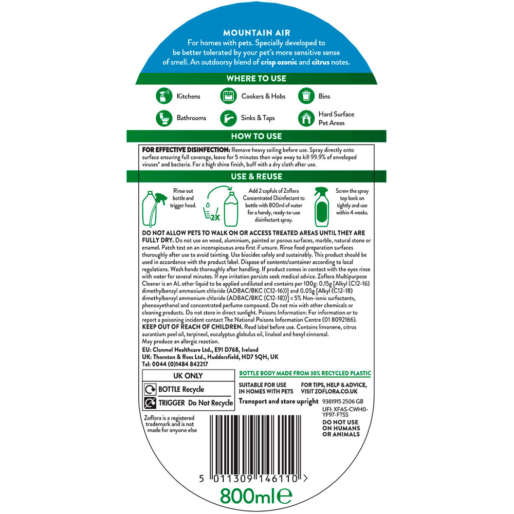 Zoflora Concentrated Disinfectant Multipurpose Cleaner Image 2