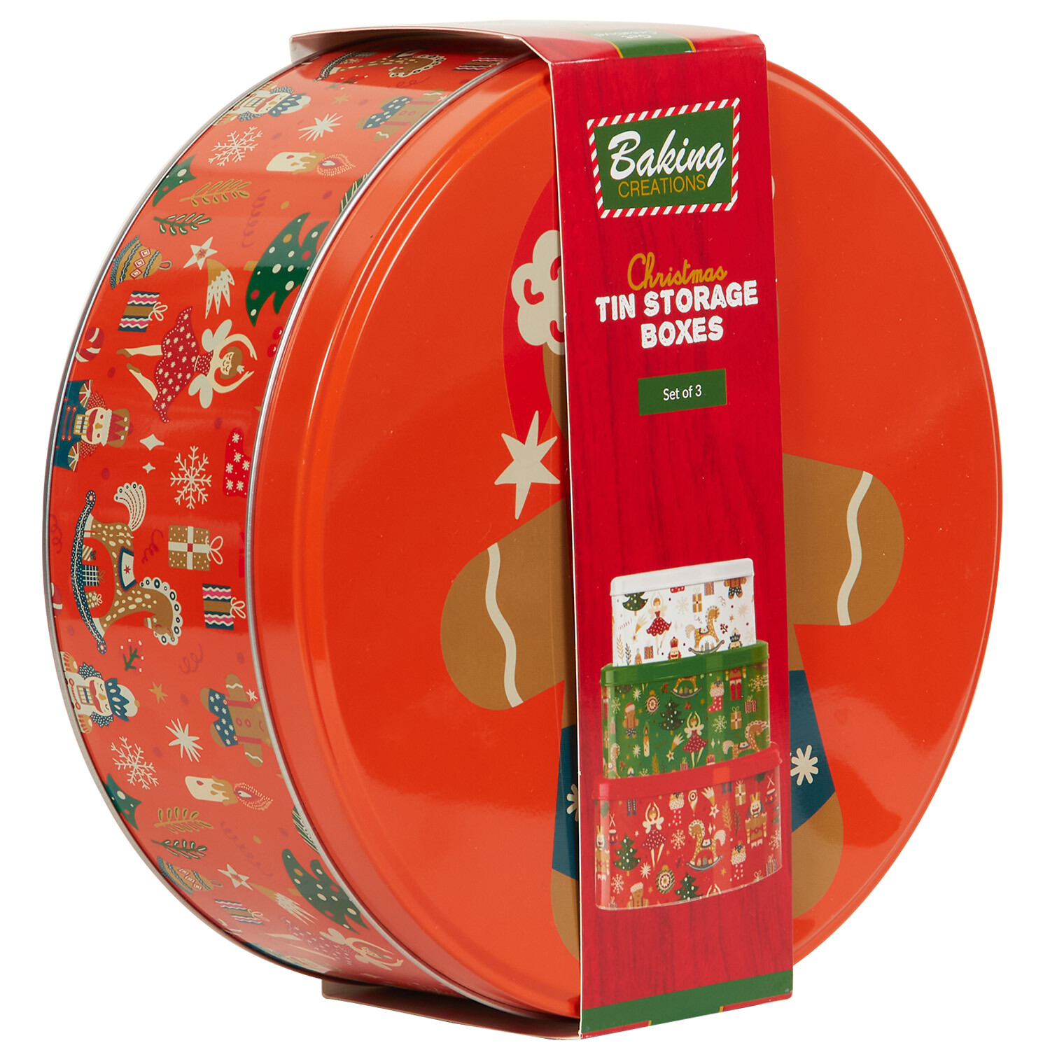 Pack of 3 Christmas Tin Storage Boxes Image 3
