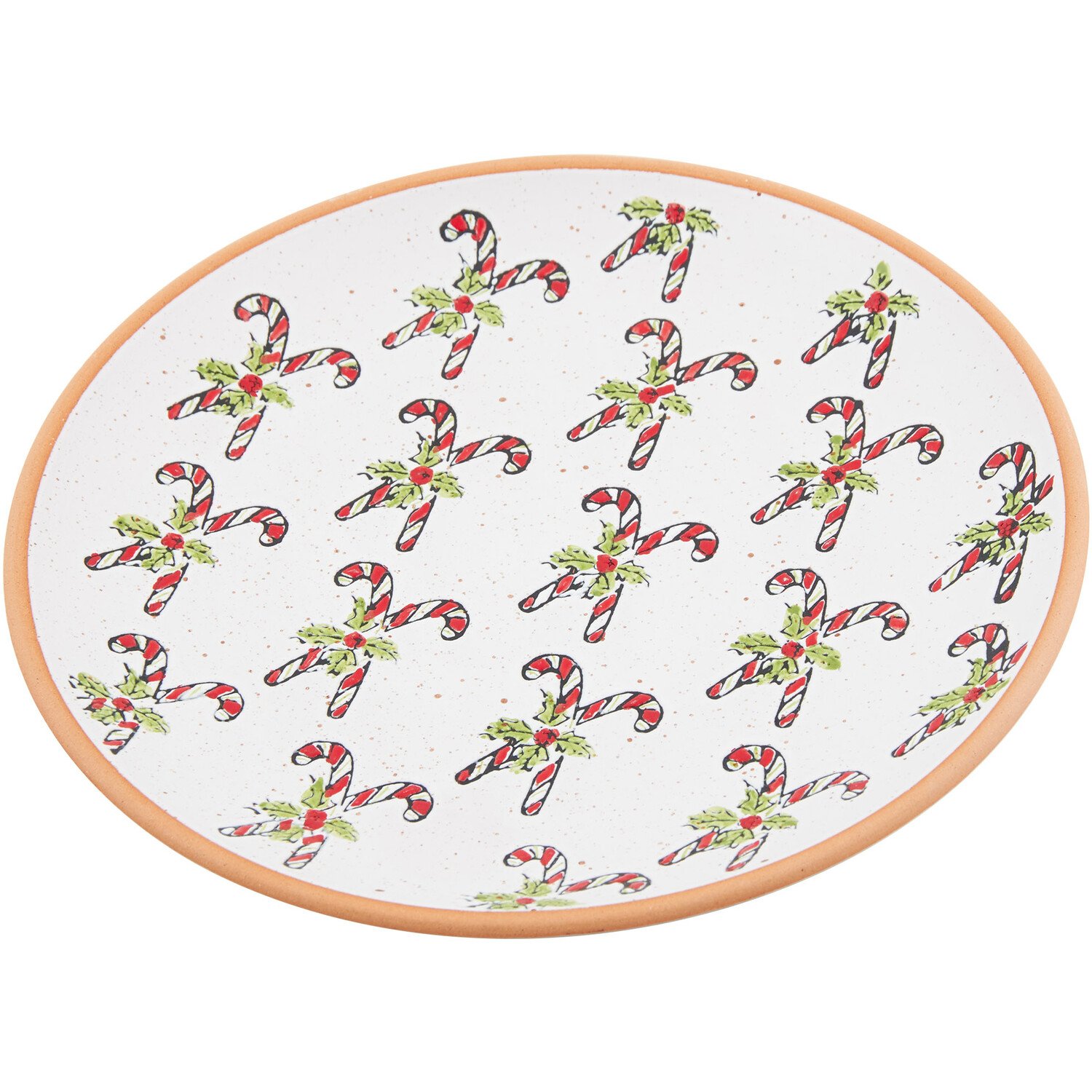 Festive Stone Candy Cane Plate - White Image 3
