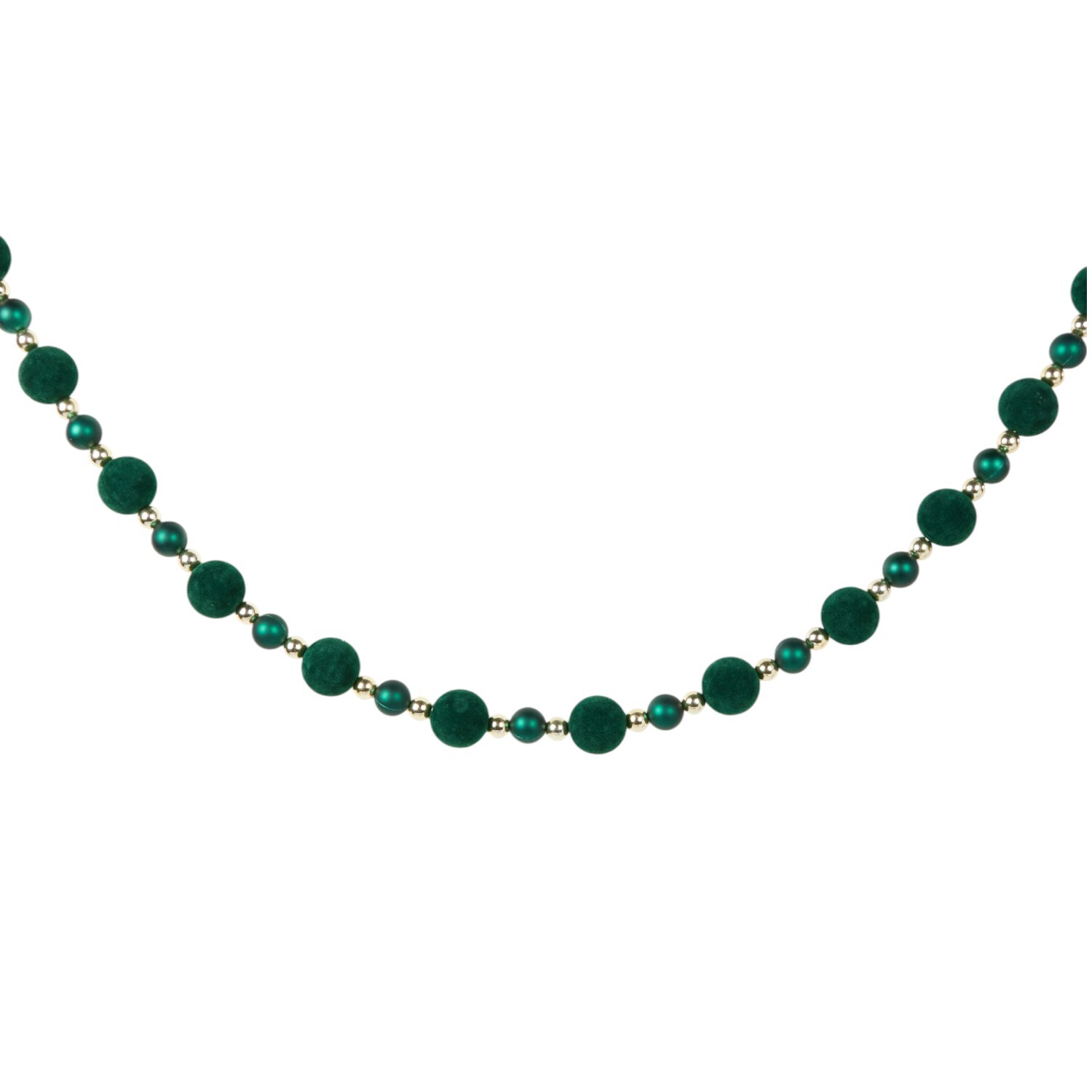 Flocked Beaded Garland Emerald Image 2