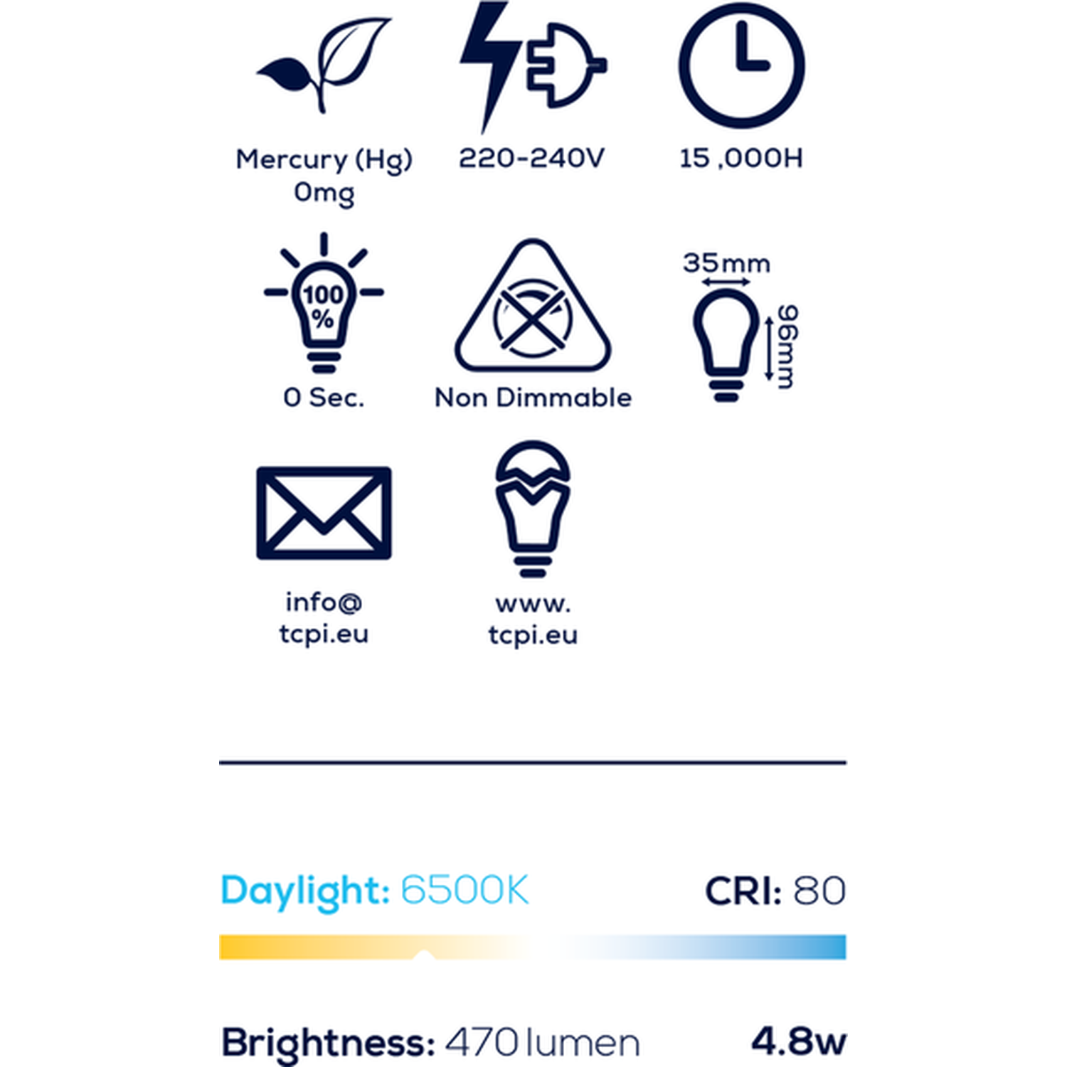 TCP LED Candle 470L E27 Bulbs - Daylight Image 2