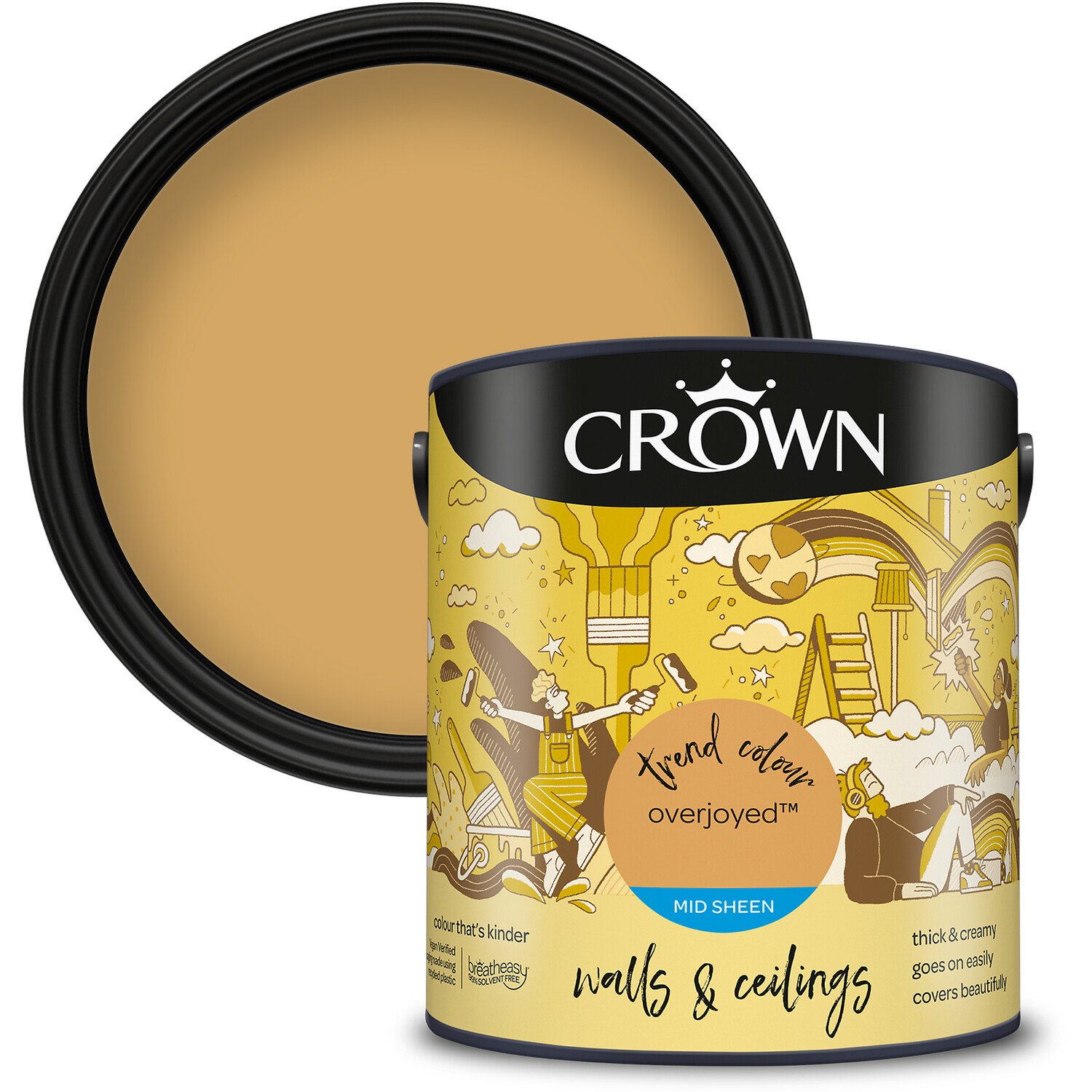 Crown Walls & Ceilings Overjoyed Mid Sheen Emulsion Paint 2.5L Image 1