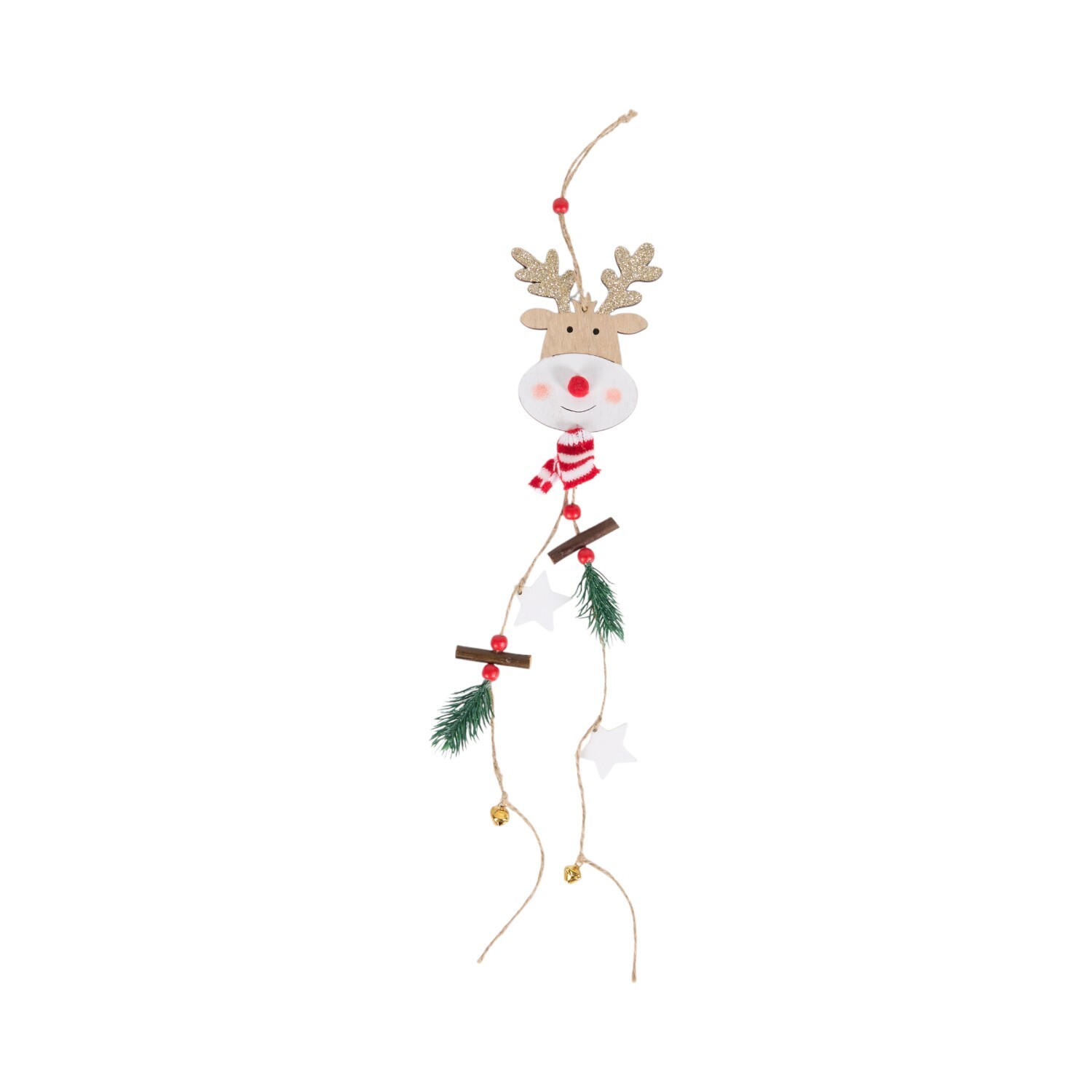 Wooden Reindeer Hanging Decoration Multicolour Image 1