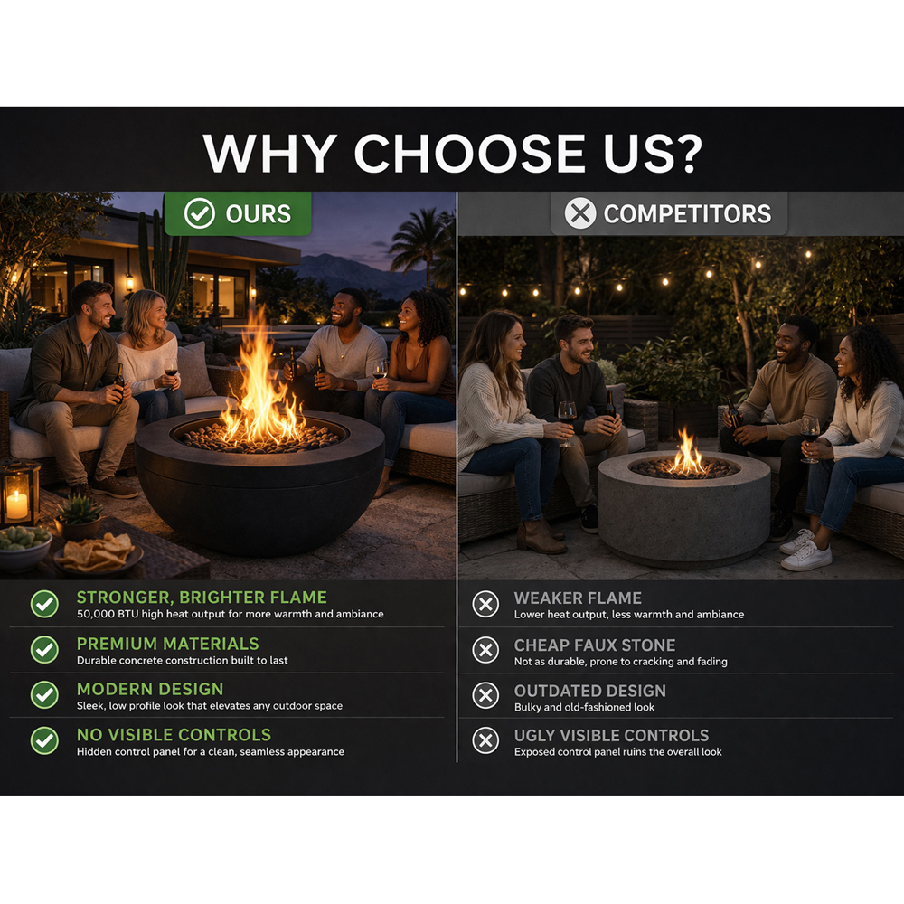 Centurion Tabiti Black Lavish Patio Gas Fire Pit with Stone Finish Image 5