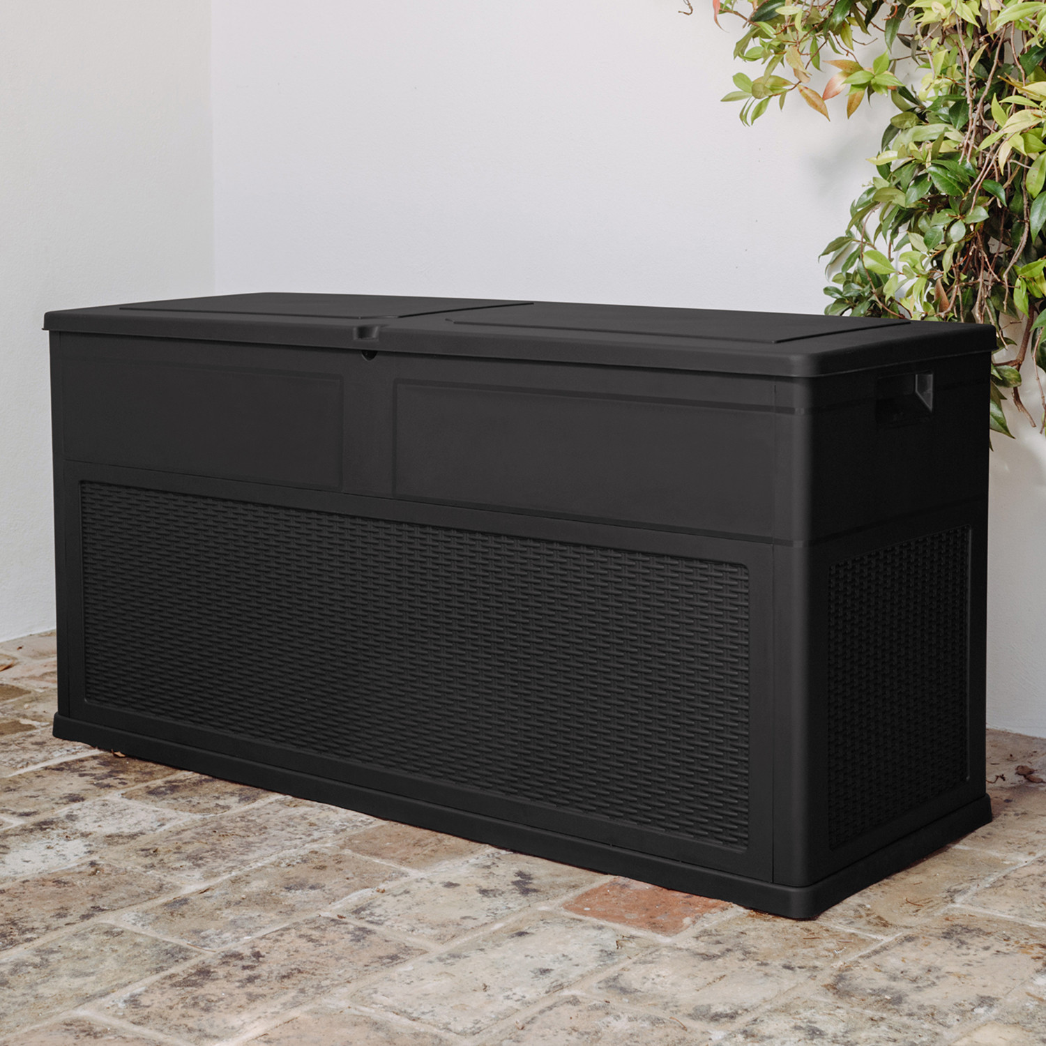 Toomax Toscana 320L Black Rattan Effect Garden Storage Box Image 4