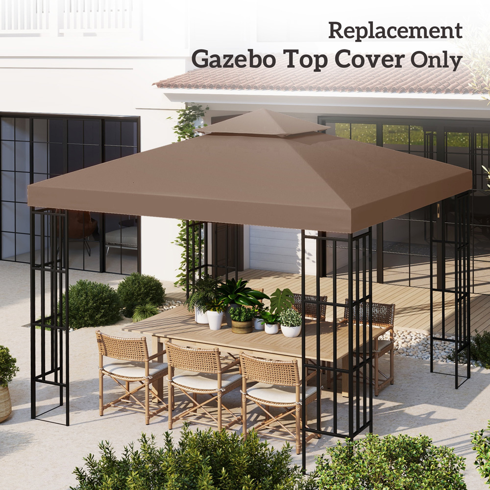 Outsunny 3 x 3m 2-Tier Coffee Gazebo Canopy Replacement Cover Image 7