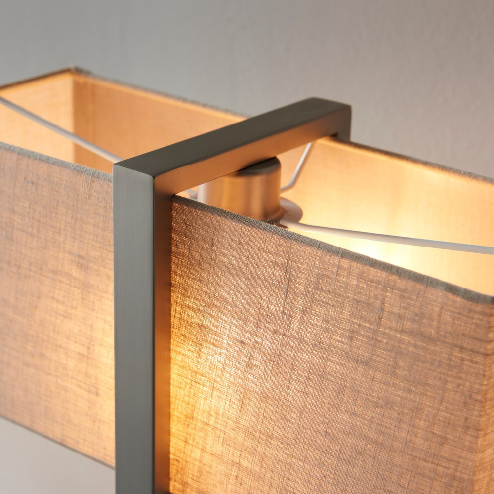 Merano Livigno Natural Linen Satin Nickel Table Lamp Image 4