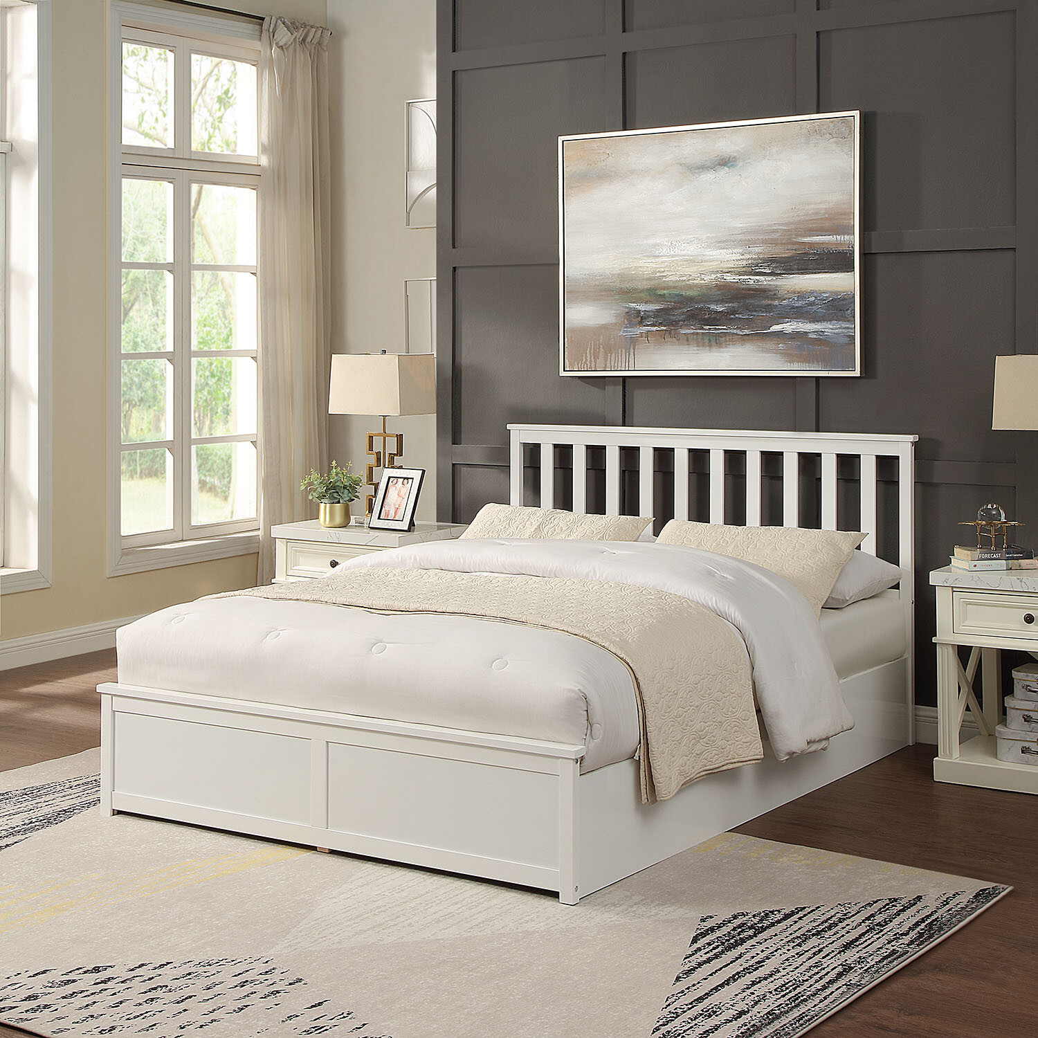 Selena Ottoman Bed - White / King Image 5