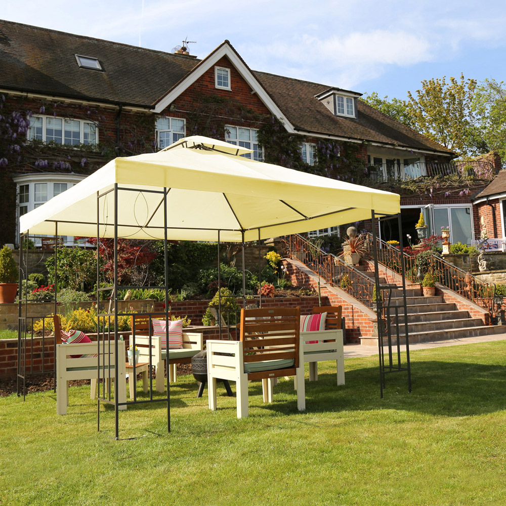 Charles Bentley 3 x 3m Cream Steel Art Luxury Gazebo Image 3