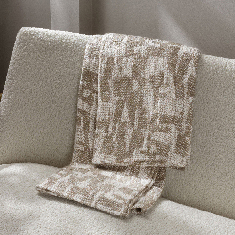 Hoem Ola Taupe Jacquard Throw 130 x 180cm Image 2