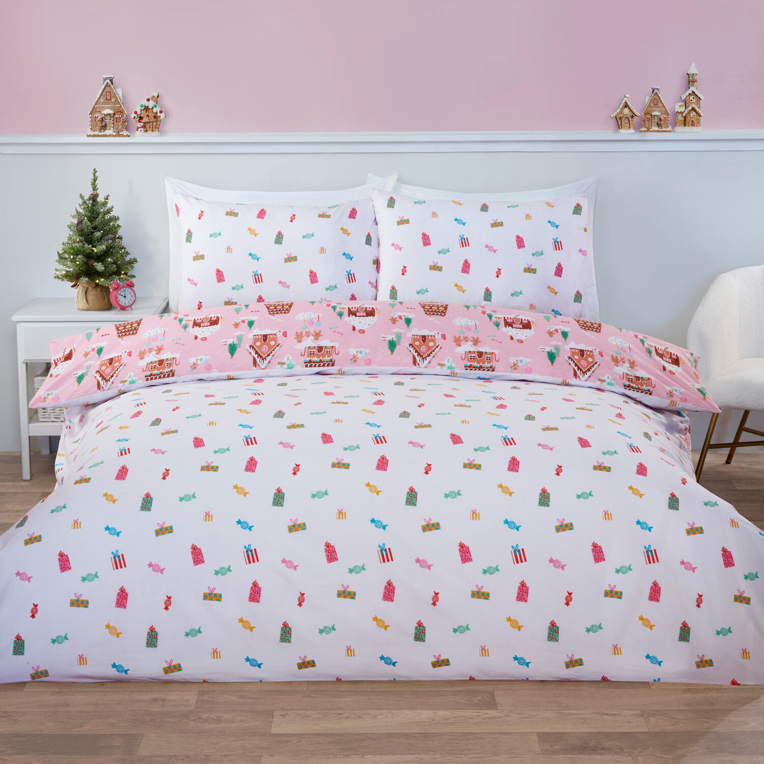 Gingerbread Lane Duvet Set Pink Single Image 4