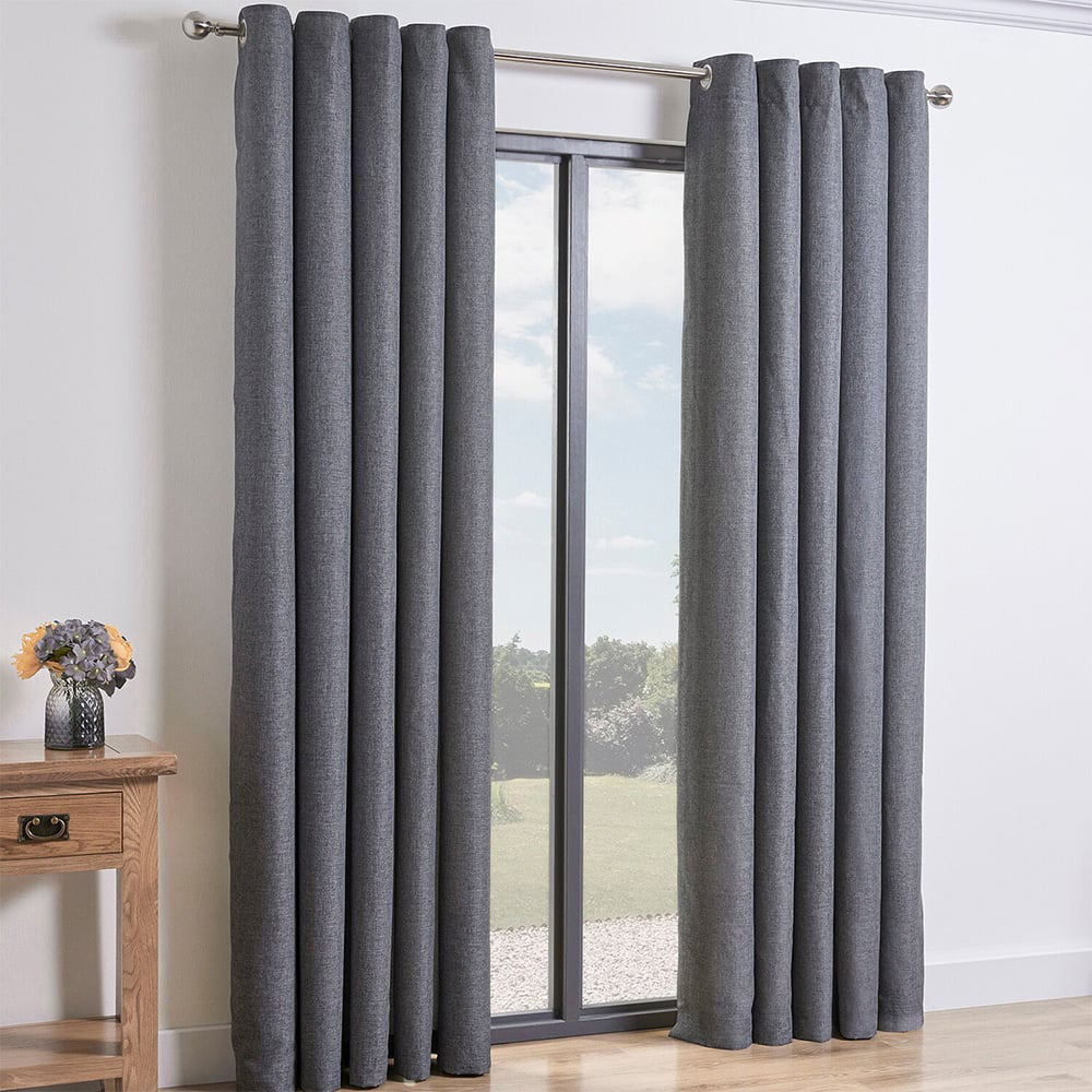 My Home Taylor Charcoal Blackout Eyelet Curtains 168 x 183cm Image 1