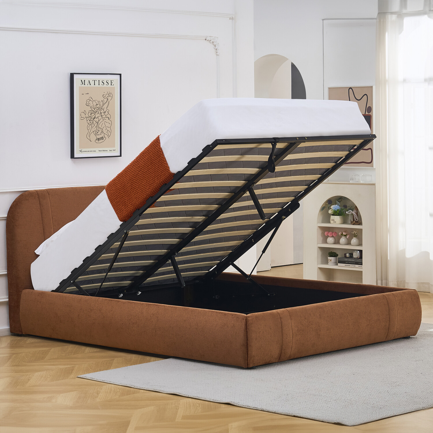 Rhea Ottoman Bed Brown Double Image 3