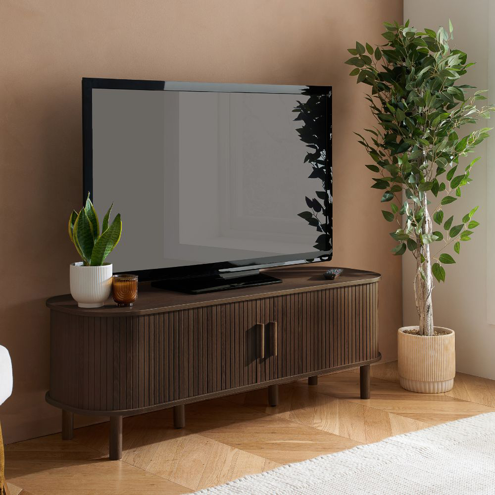 extreme finale / ashley wood　アシュレイ・ウッド Birlea Axel 2 Door Walnut Fluted TV Unit | Homebase
