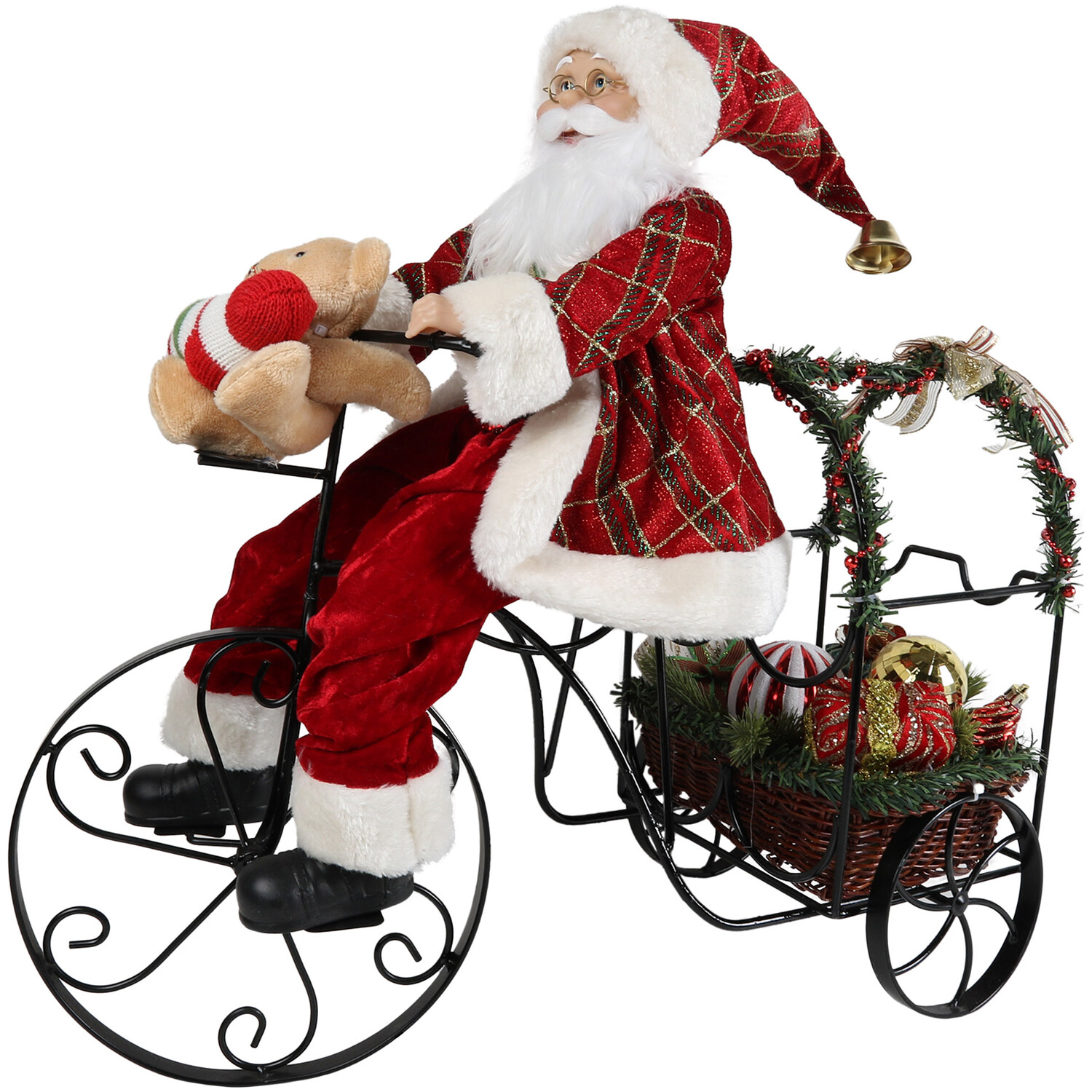Traditional Santa On Bicycle - Red Image 1