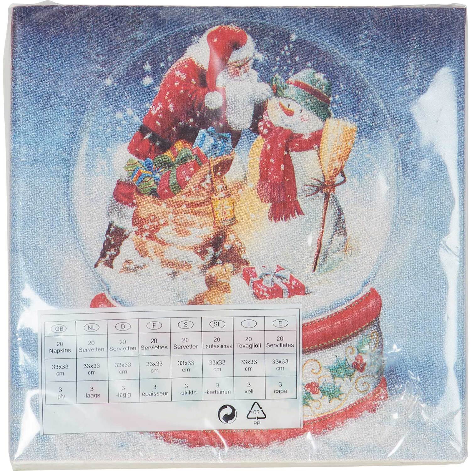 Pack of 20 Snowglobe Napkins - Blue Image 5