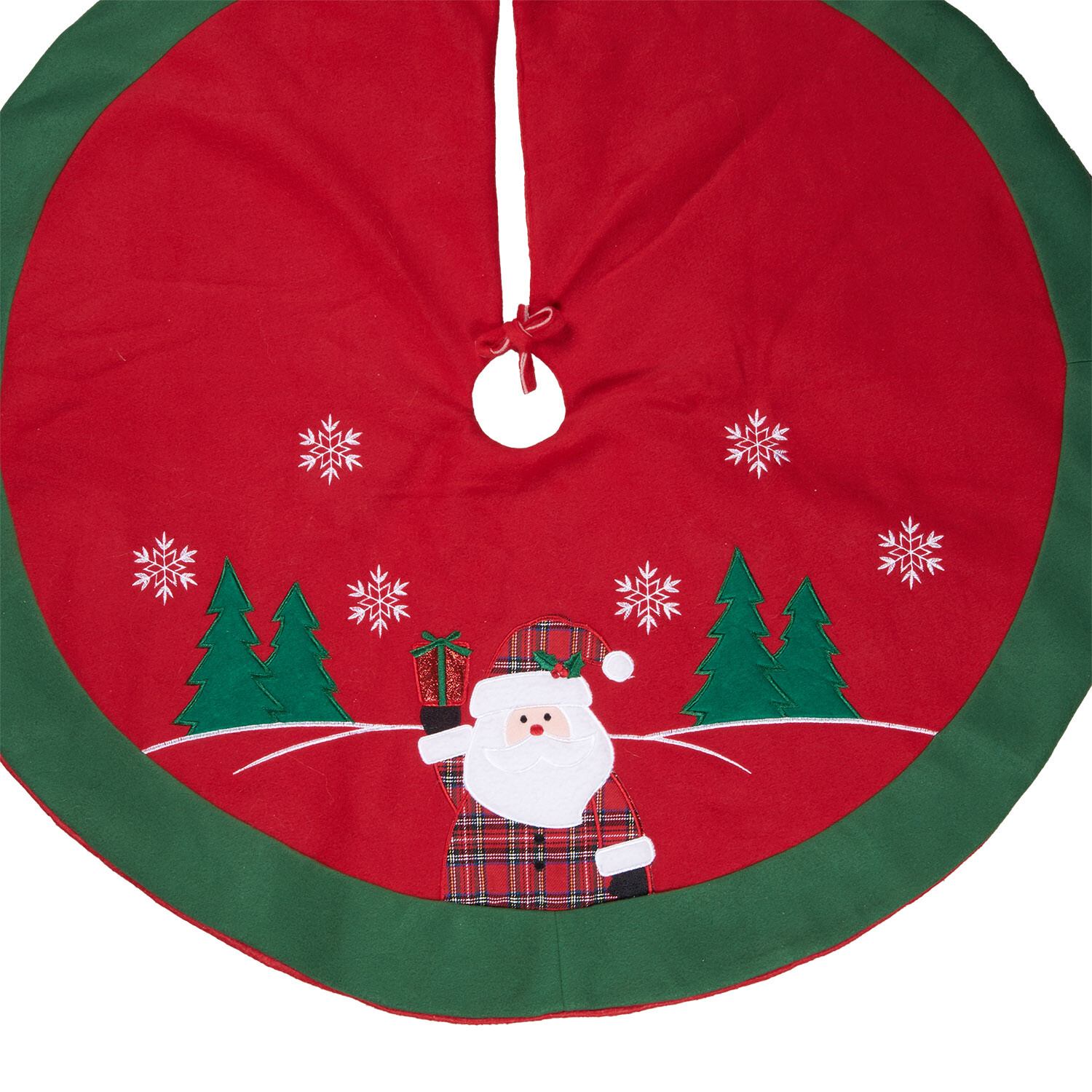 Festive Santa Christmas Tree Skirt Red and Green Image 2