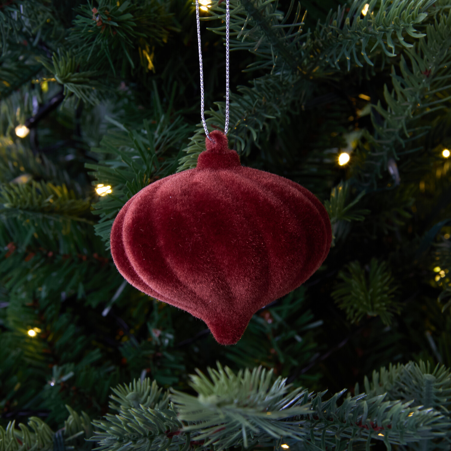 Set of 2 Flocked Onion Baubles Image 3