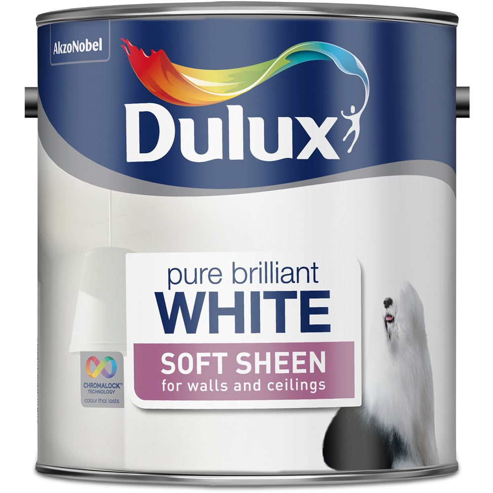 Dulux Walls & Ceilings Pure Brilliant White Soft Sheen Paint 2.5L Image 2
