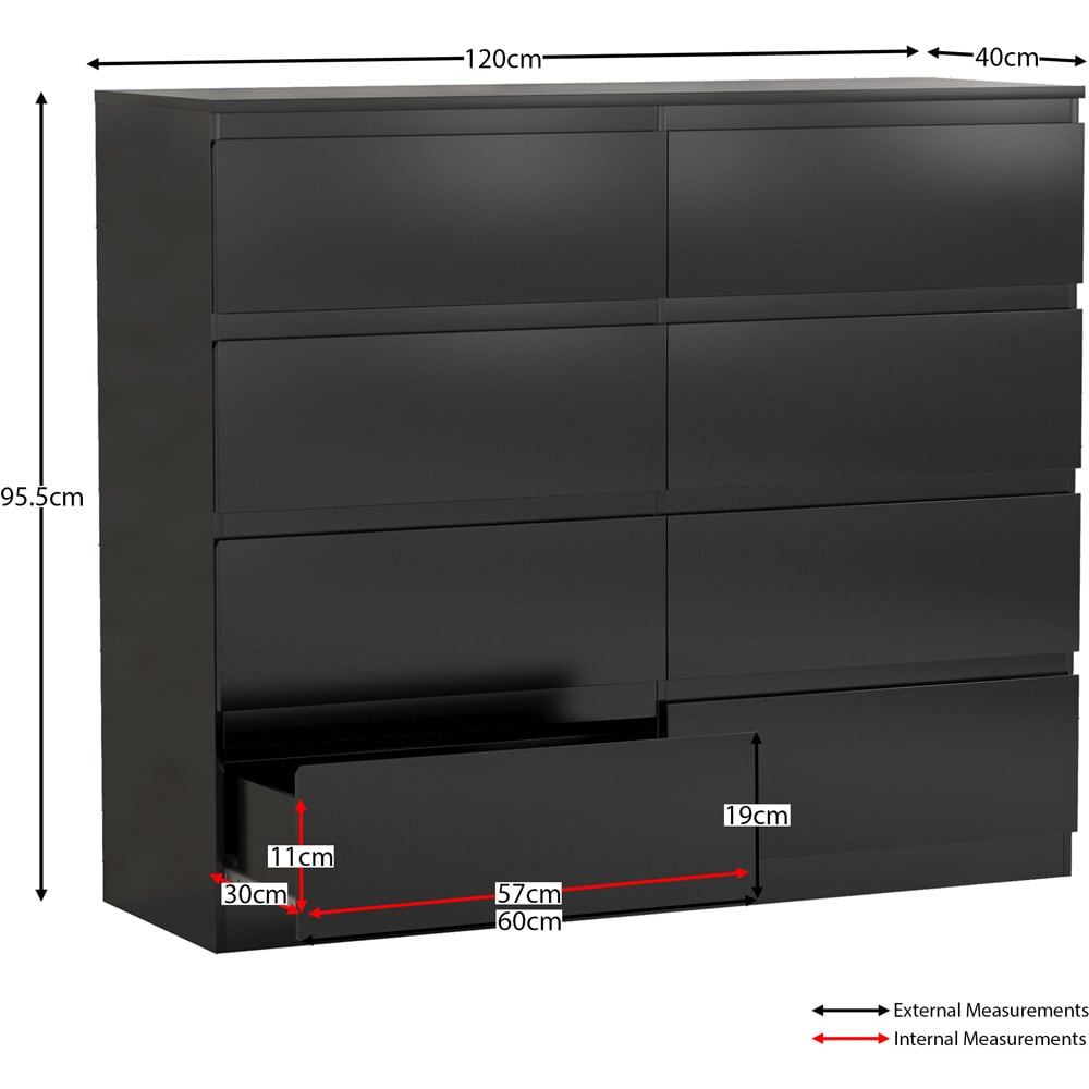 Vida Designs Denver 8 Drawer Black Chest of Drawers Image 8