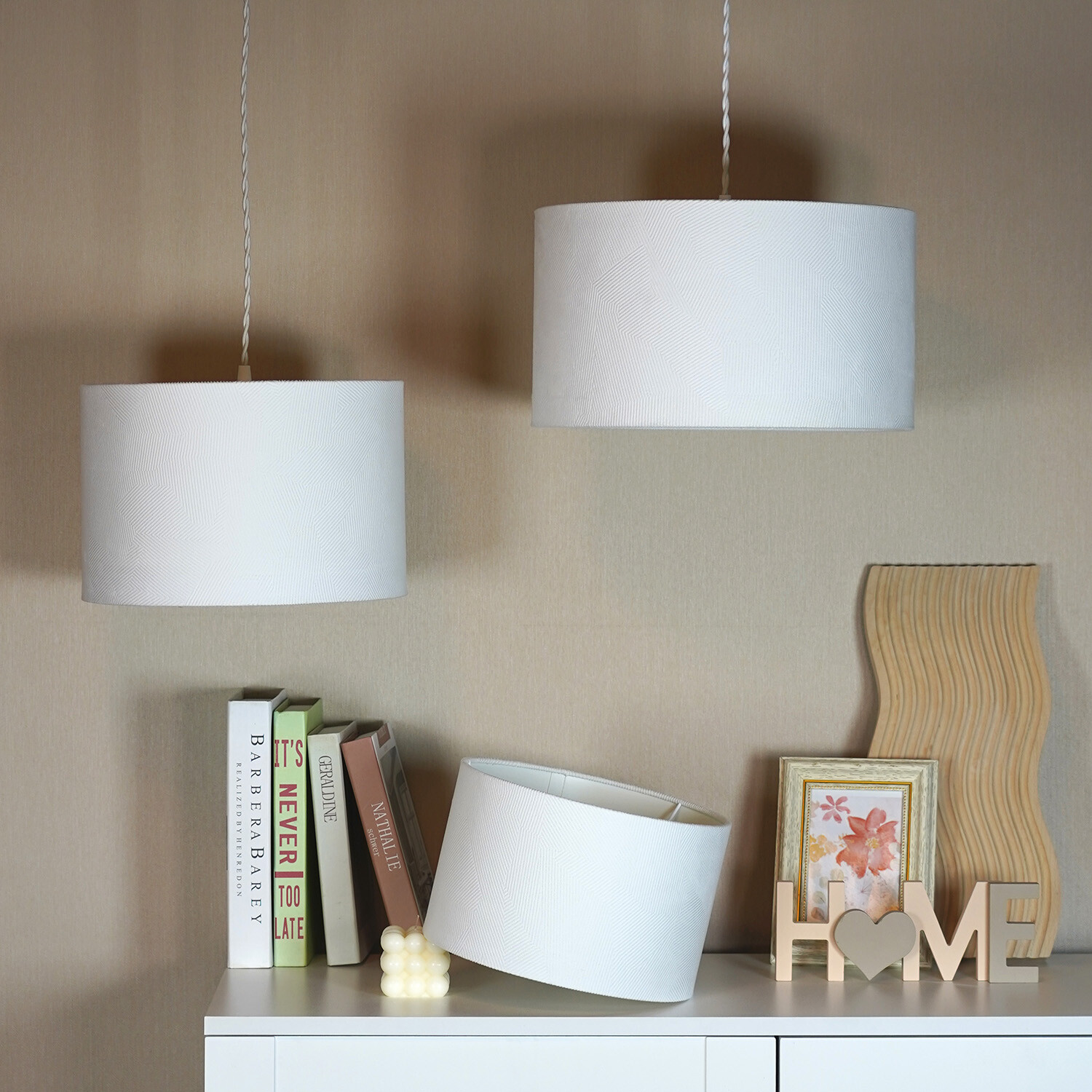 Geometric Drum Shade - White / 25cm Image 2