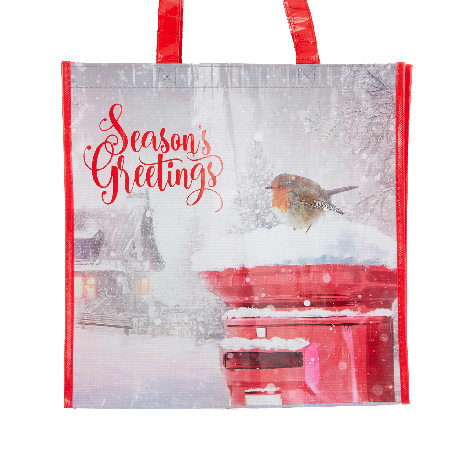 Seasons Greetings Robin Shopper Bag - Red Image 2