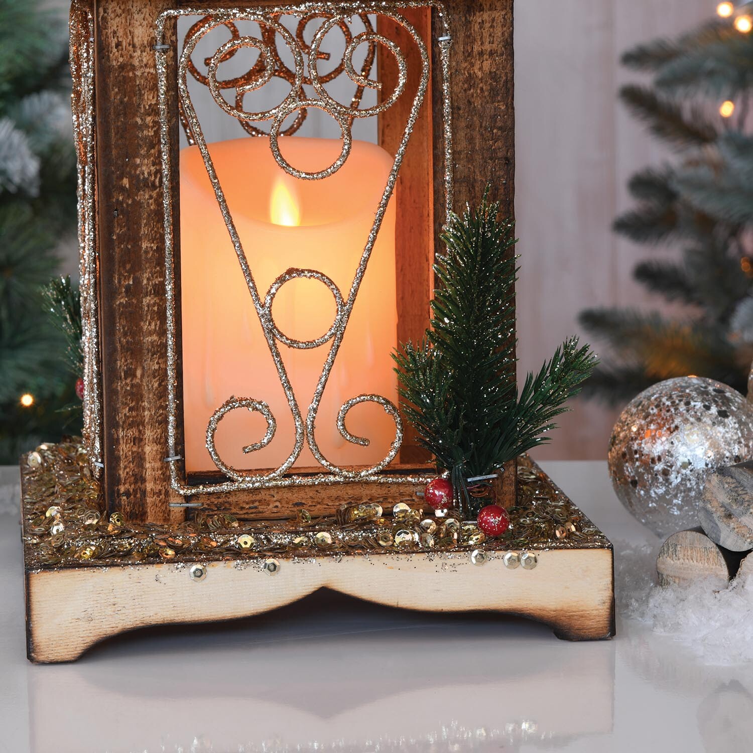 A Christmas Tale LED Wooden Candle Lantern Christmas Decoration Image 5