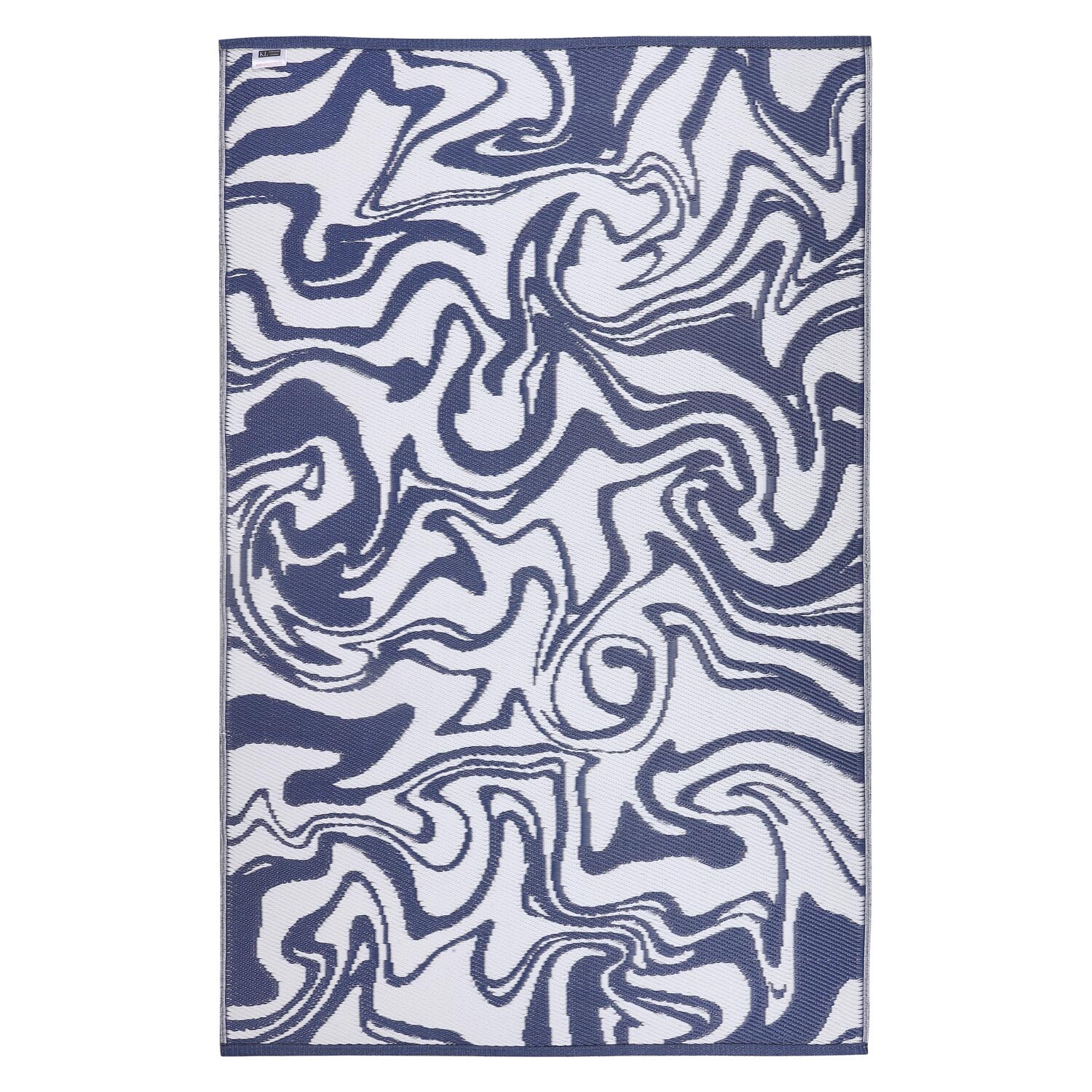 Liquid Marble Outdoor Rug - Navy Image 2
