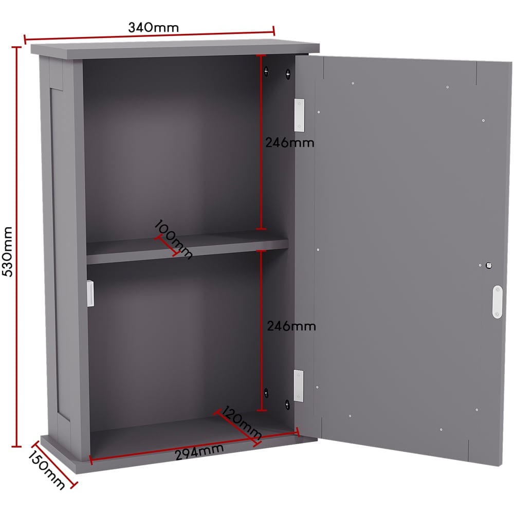Bath Vida Priano Single Door Grey Mirror Bathroom Cabinet Image 9