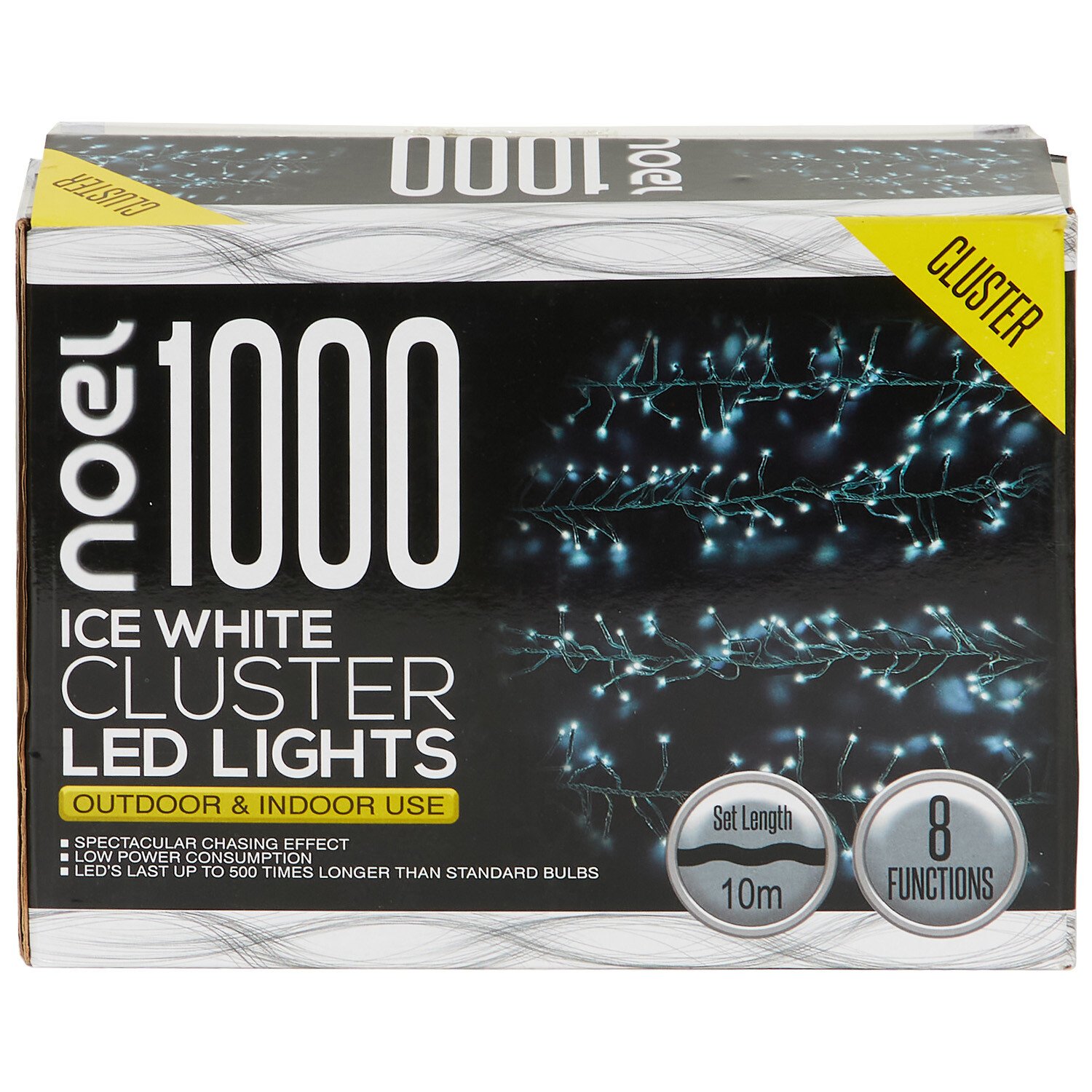 1000 Cluster LED Lights Ice White - White Image 1