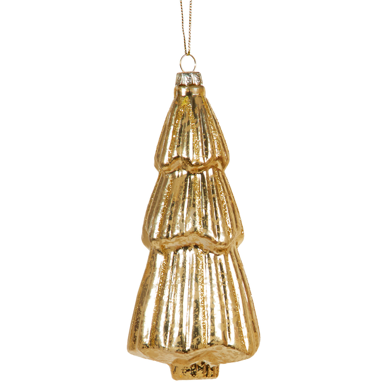 Set of 2 Hanging Tree Decorations - Gold Image 5