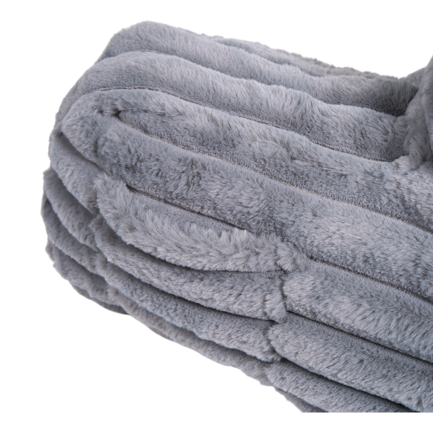 Ribbed Faux Fur Cuddle Chair Grey Image 5