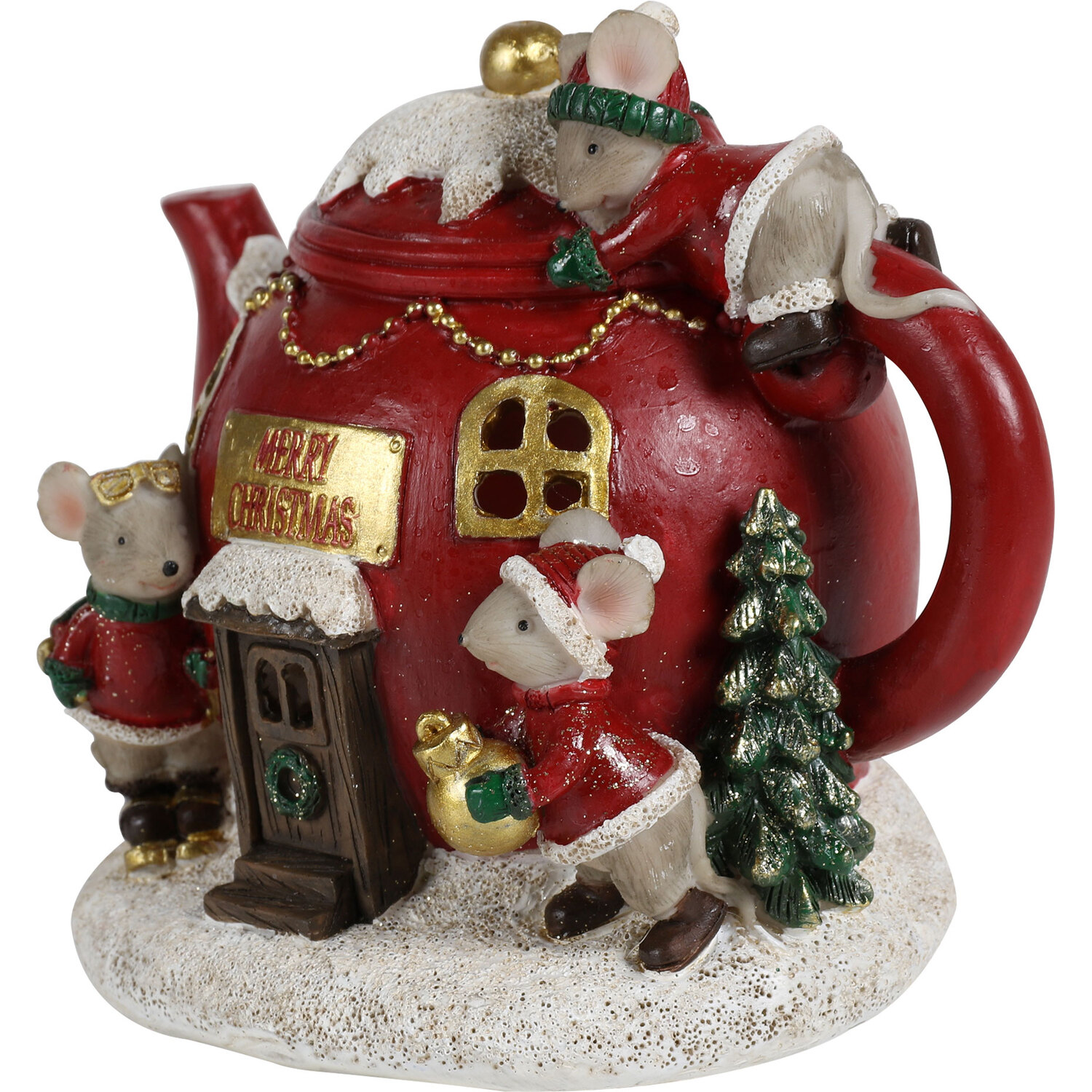 LED Christmas Mice Teapot Scene Image 2