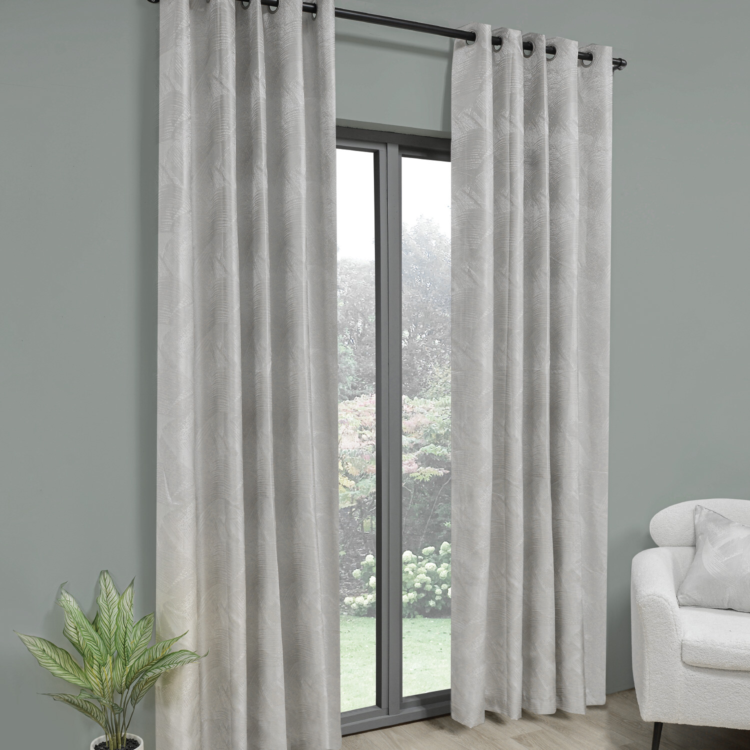 Divante Phoenix Eyelet Curtain - Silver / 168cm / 137cm Image 2