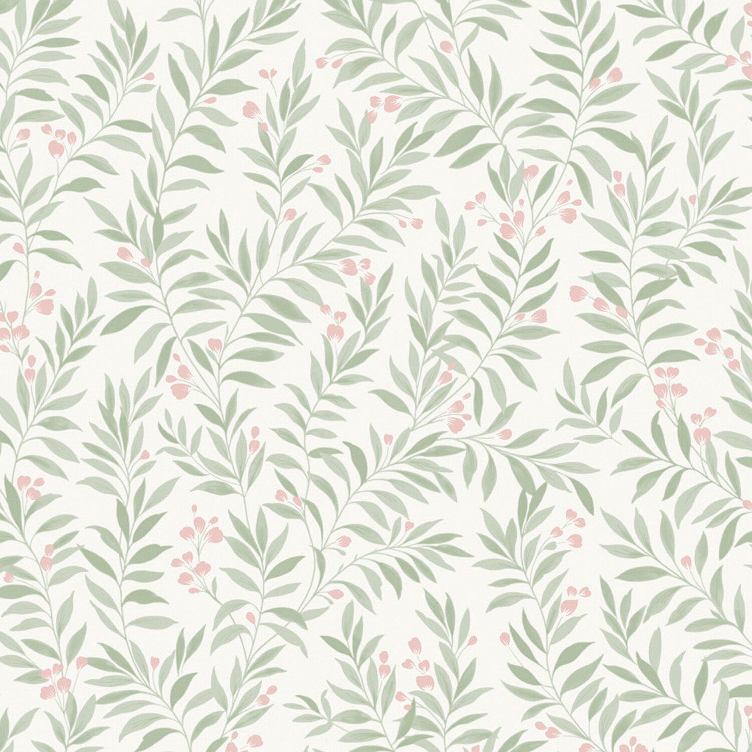 Sage Trail Wallpaper - Green and Pink Image 1