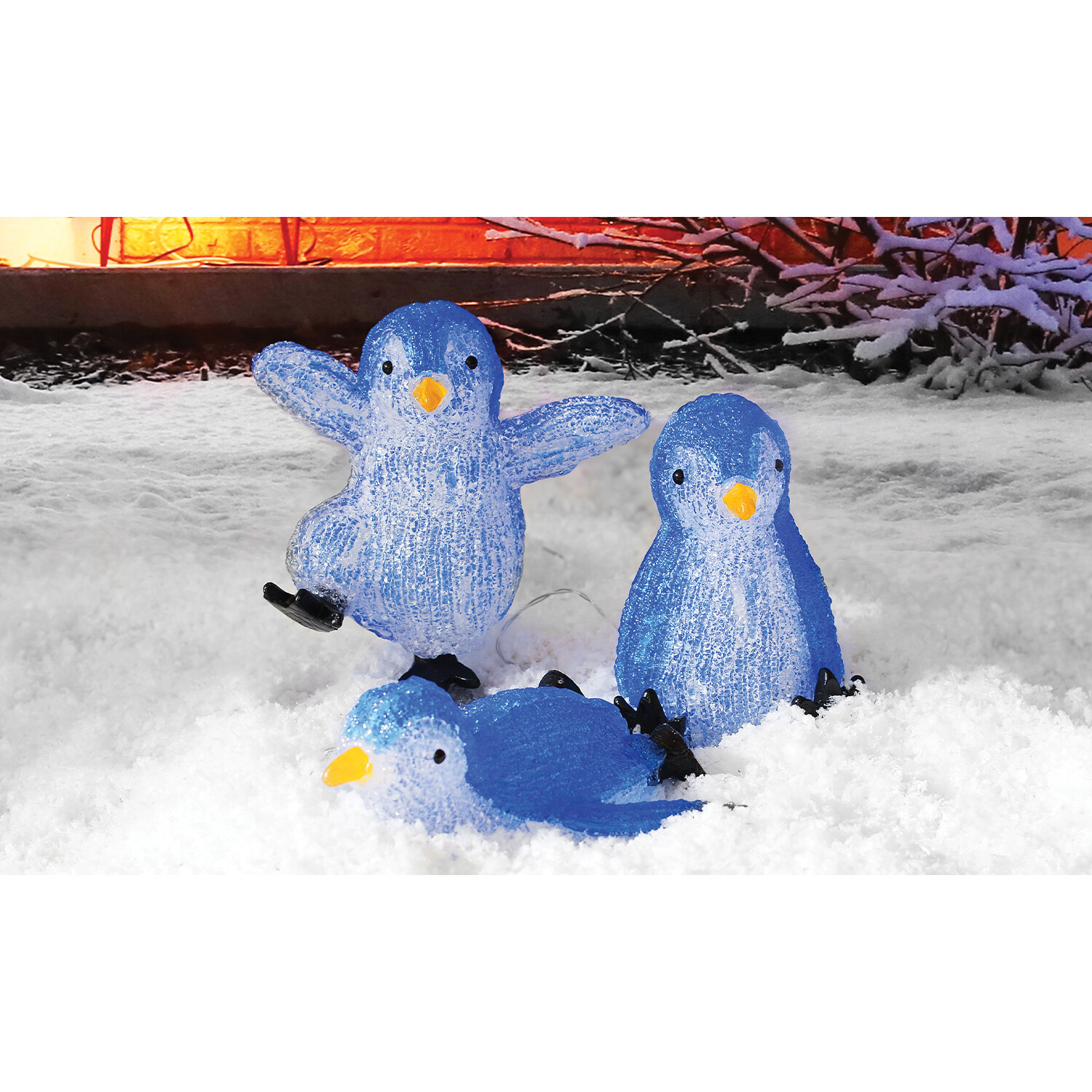 Set of 3 Acrylic LED Sliding Penguins - Blue Image 3