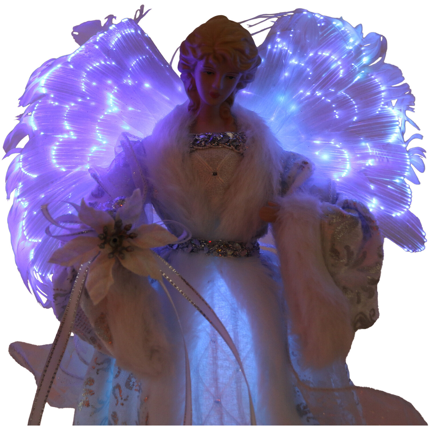 White and Silver Angel With LED Wings - White Image 4