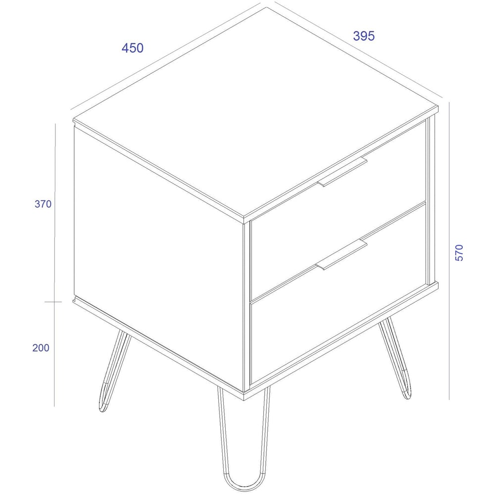 Core Products Augusta 2 Drawer White Bedside Table Image 9