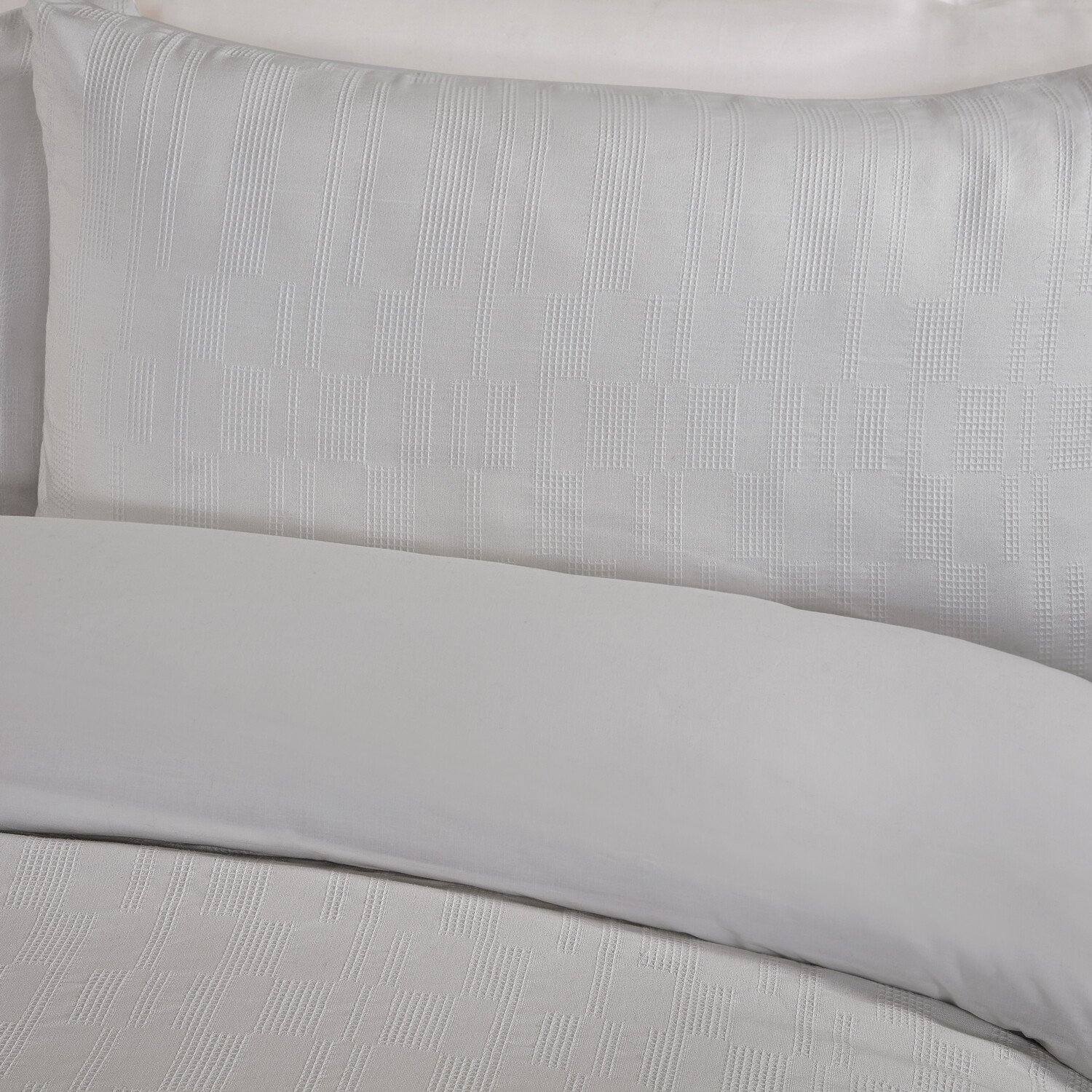 Waffle Block Duvet Set Silver King Image 3