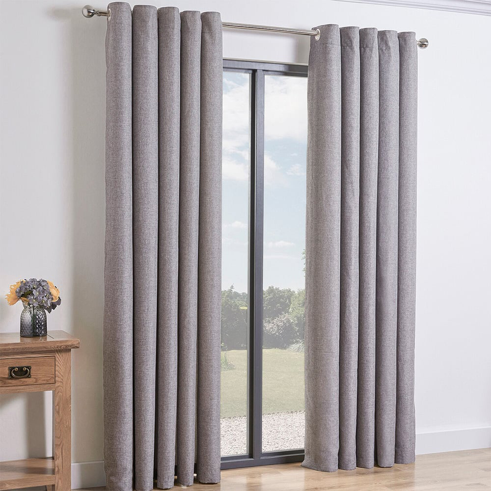 My Home Taylor Silver Blackout Eyelet Curtains 229cm Image 1