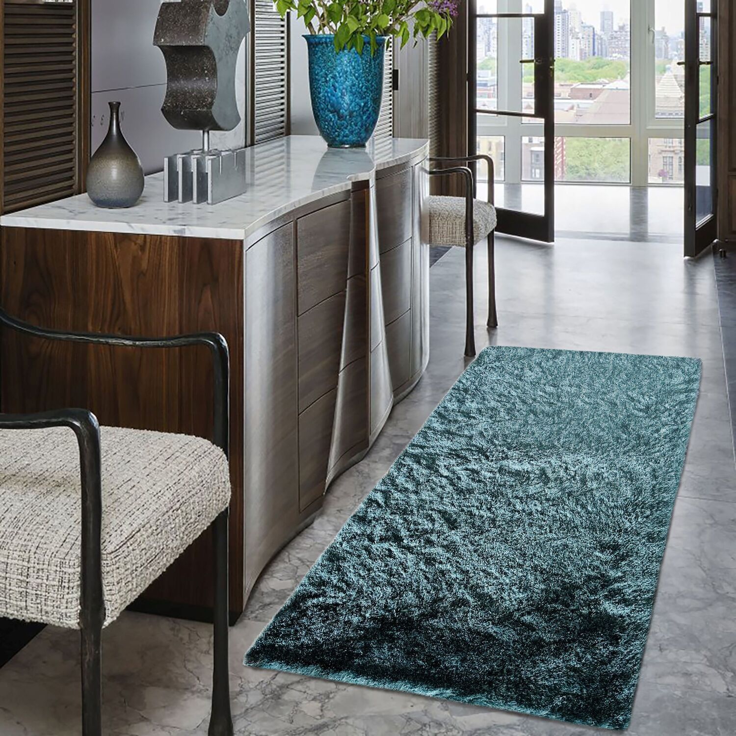 Silky Shaggy Rug - Emerald / 150cm Image 2